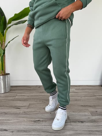 Kapüşonlu Kanguru Cepli Biyeli Alt Üst Takım - Mint Yeşili