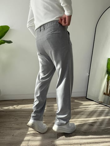 Kumaş Baggy Pile Detaylı Pantolon - Gri