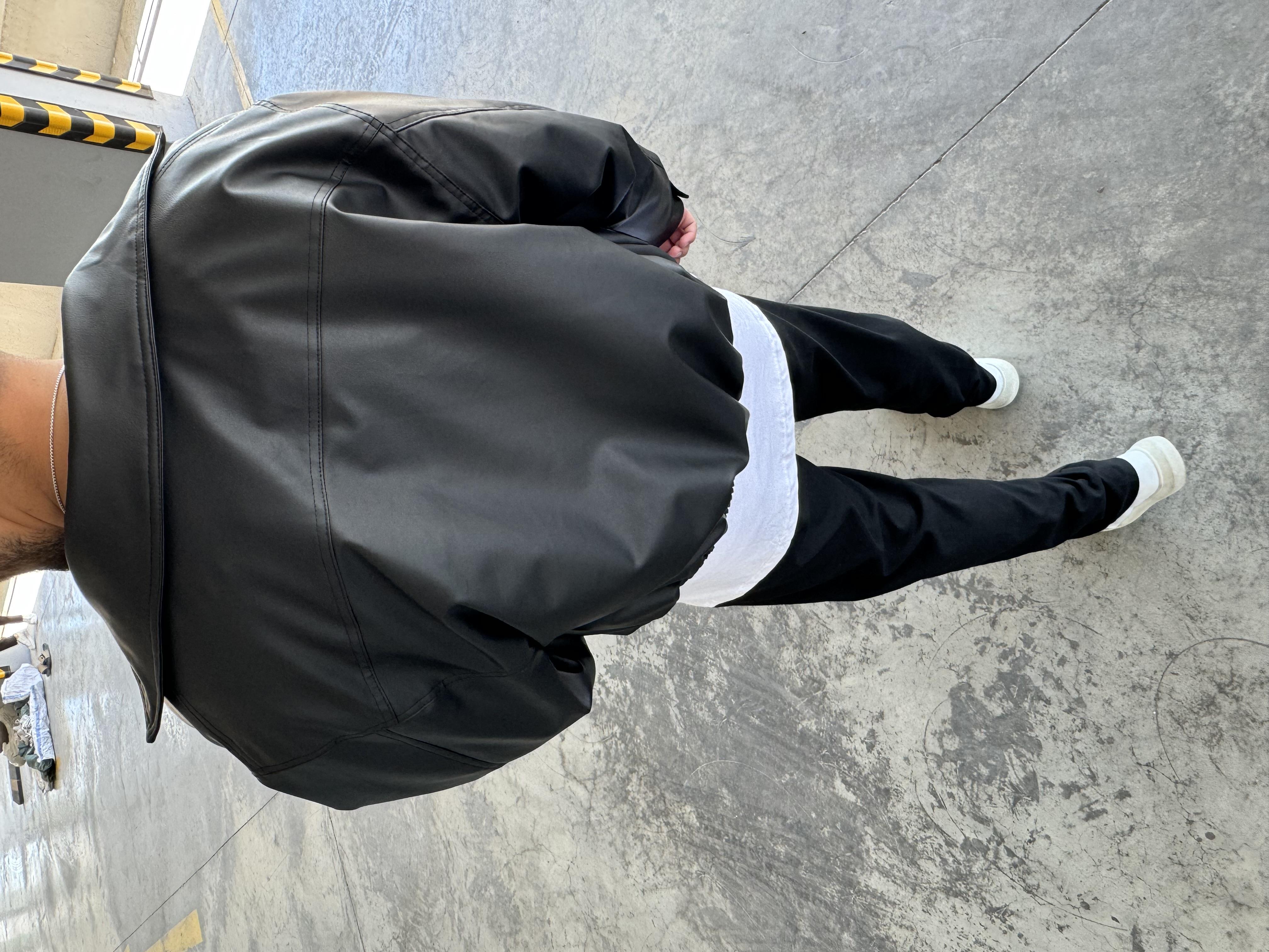 Bomber Oversize Deri Ceket Siyah