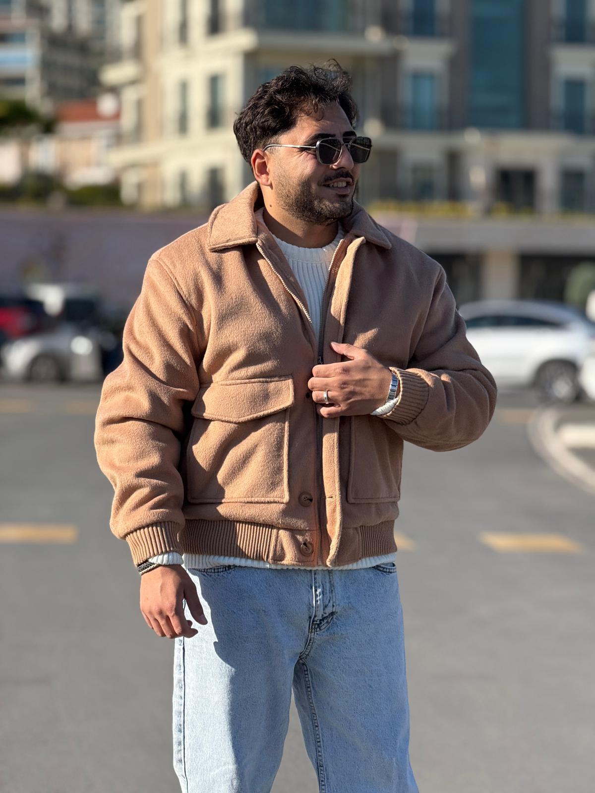 Kaşe Torba Cepli Mont  - Sütlü Kahve