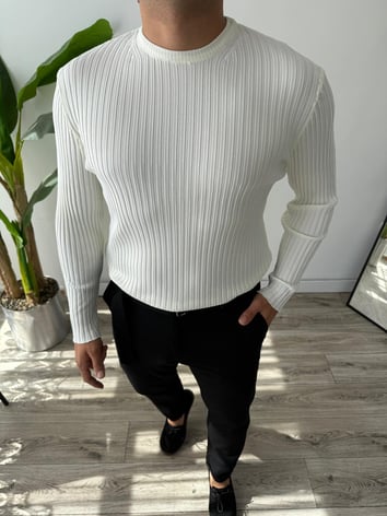 Bisiklet Yaka Fitilli İnce Triko Kazak