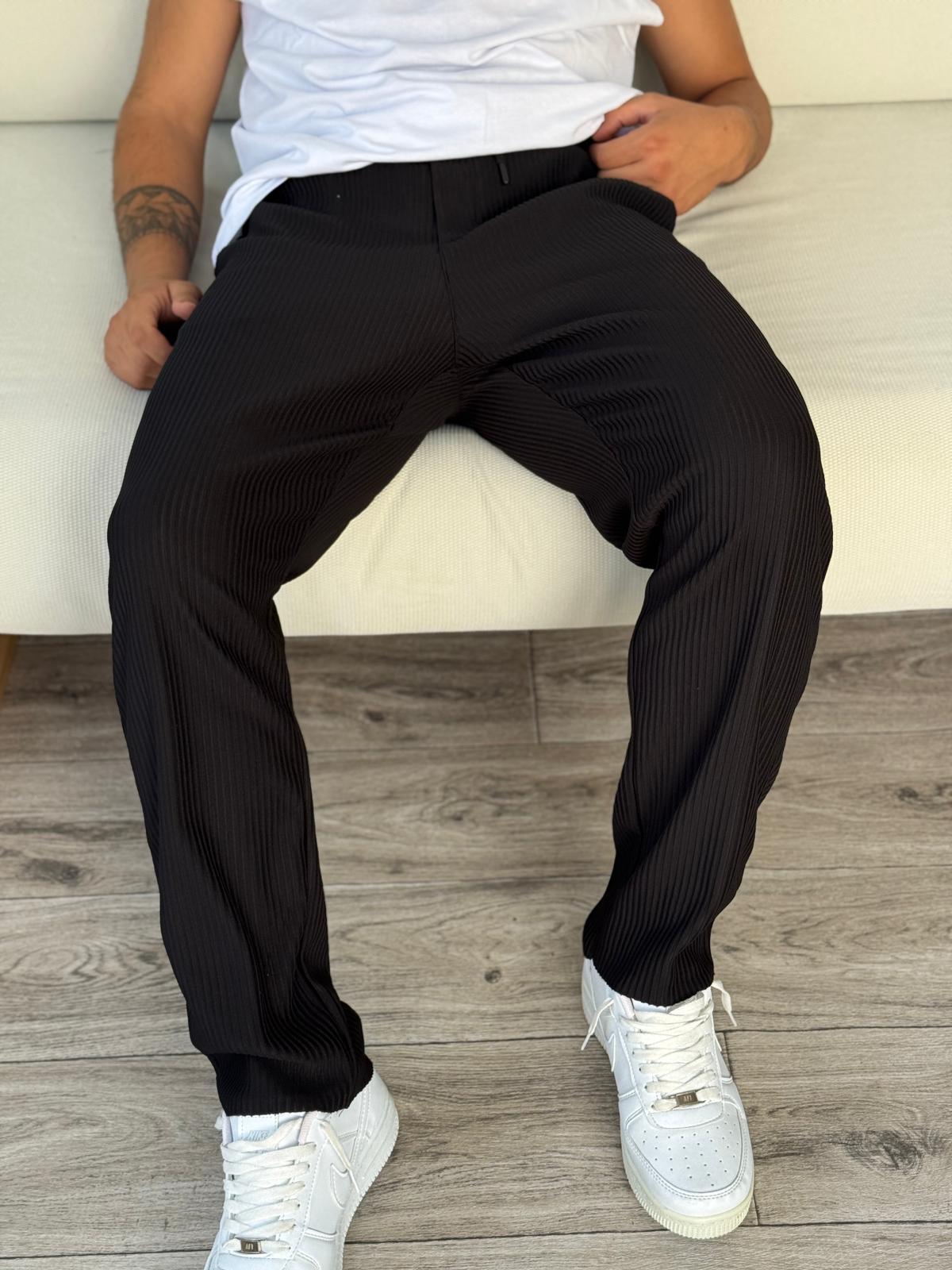 Fitilli Alt Jogger Eşofman  - Siyah