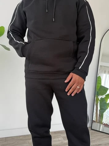 Kapüşonlu Kanguru Cepli Biyeli Alt Üst Takım