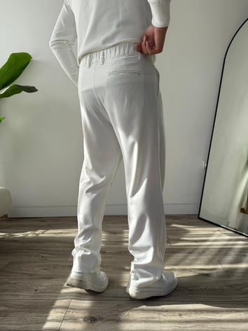 Kumaş Baggy Pile Detaylı Pantolon - Beyaz