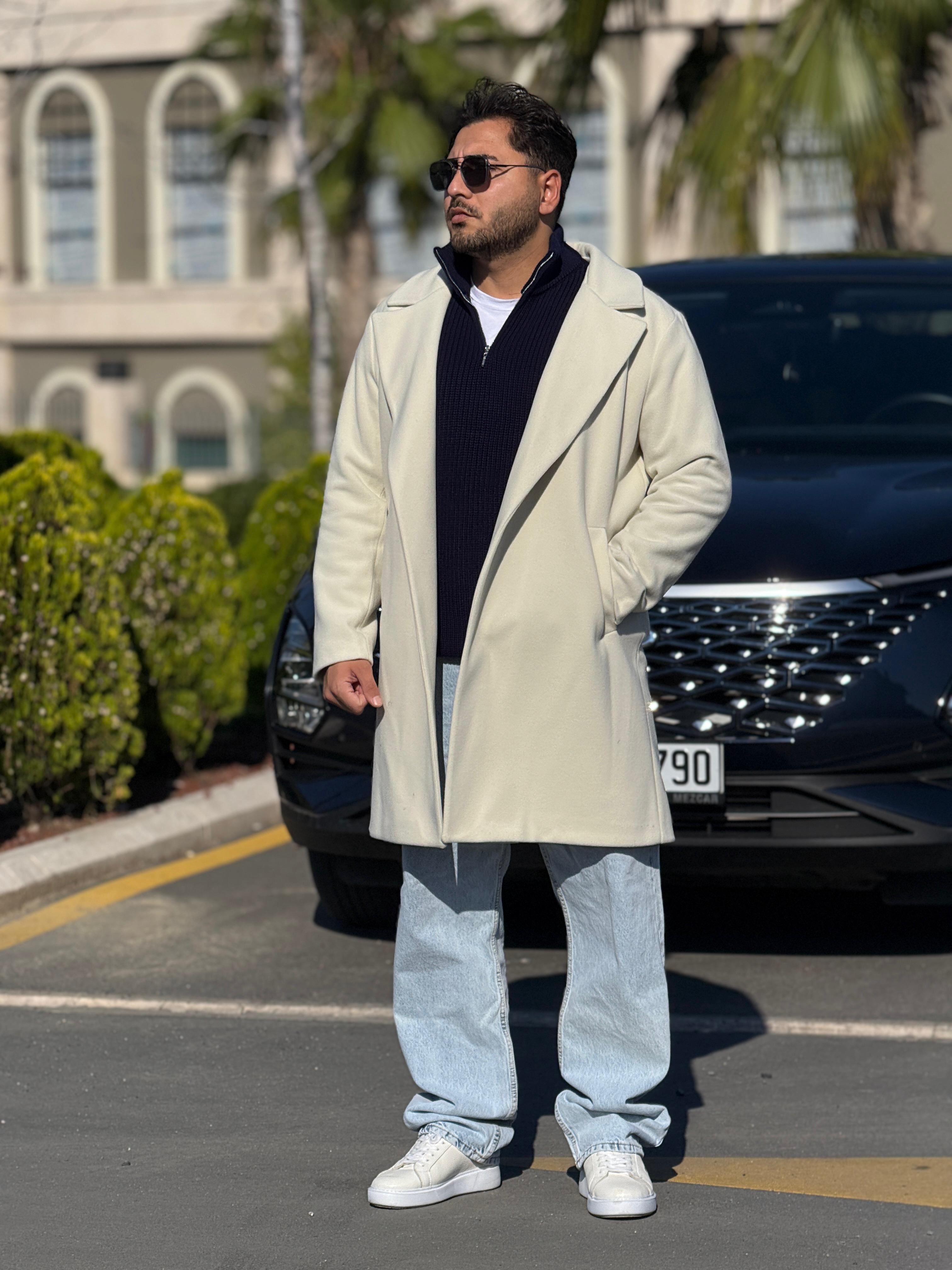 Oversize Kaşe Kaban - Ekru