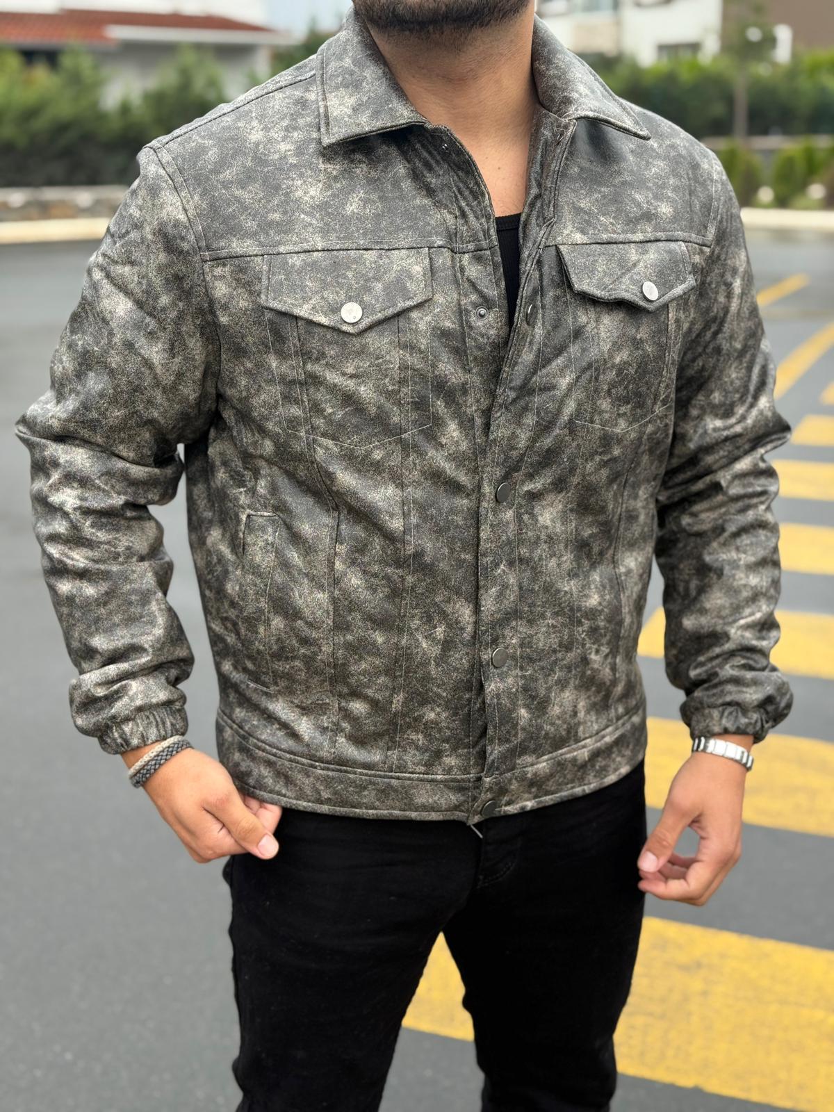 Vintage Yıkamalı Deri Ceket