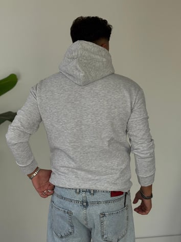 Kapüşonlu Kanguru Cepli Sweat - Gri
