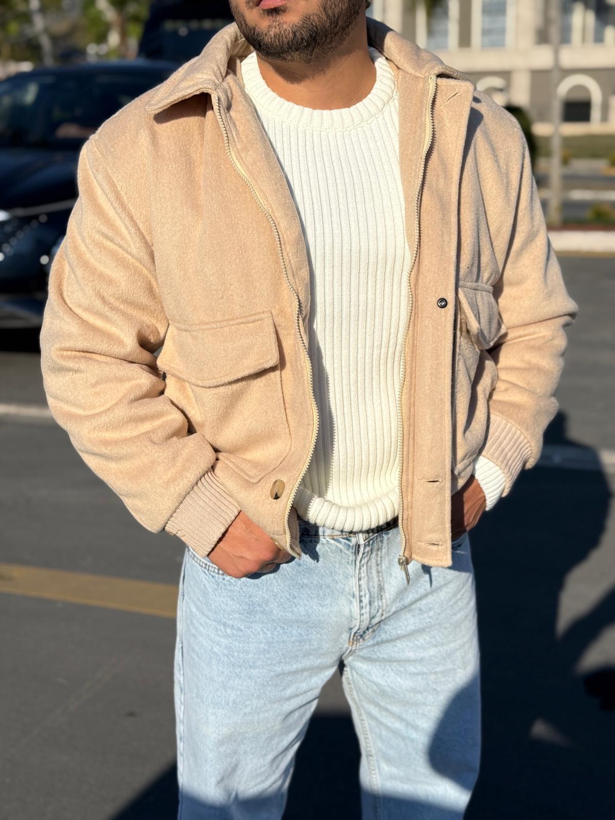 Kaşe Torba Cepli Mont  - Bej