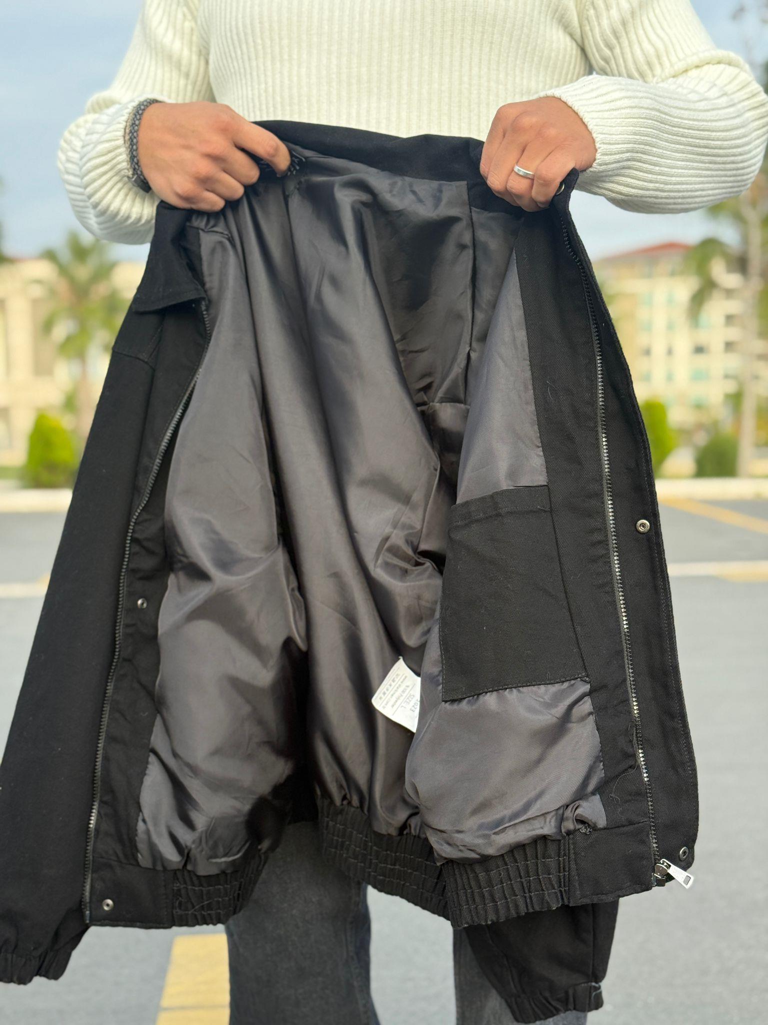 Oversize Denim Ceket - Siyah