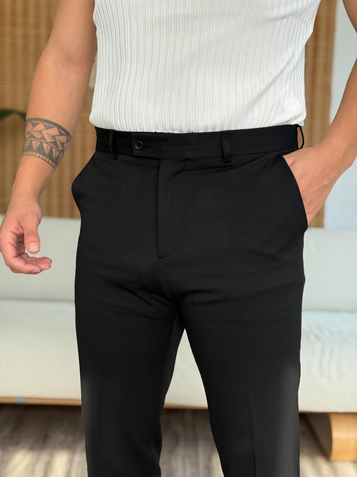 Premium Regular Kalıp Kumaş Pantolon - Siyah