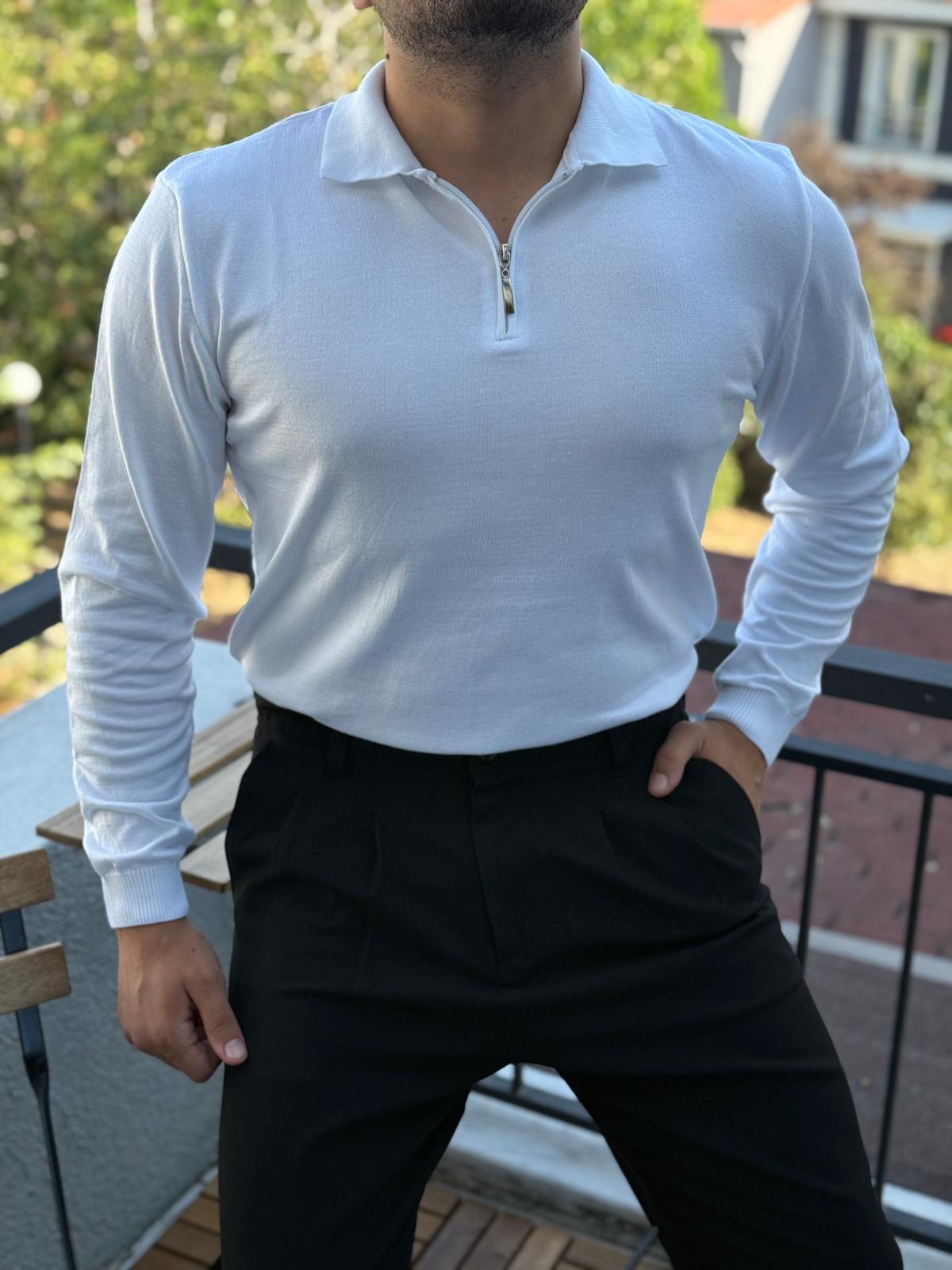 Fermuarlı İnce Triko Kazak 