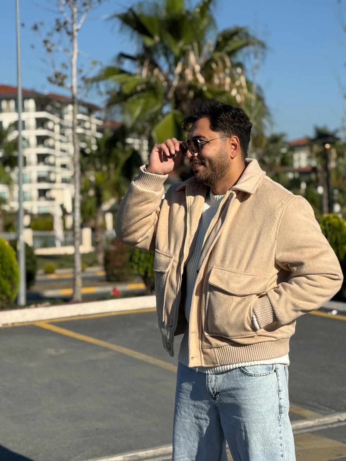 Kaşe Torba Cepli Mont  - Bej