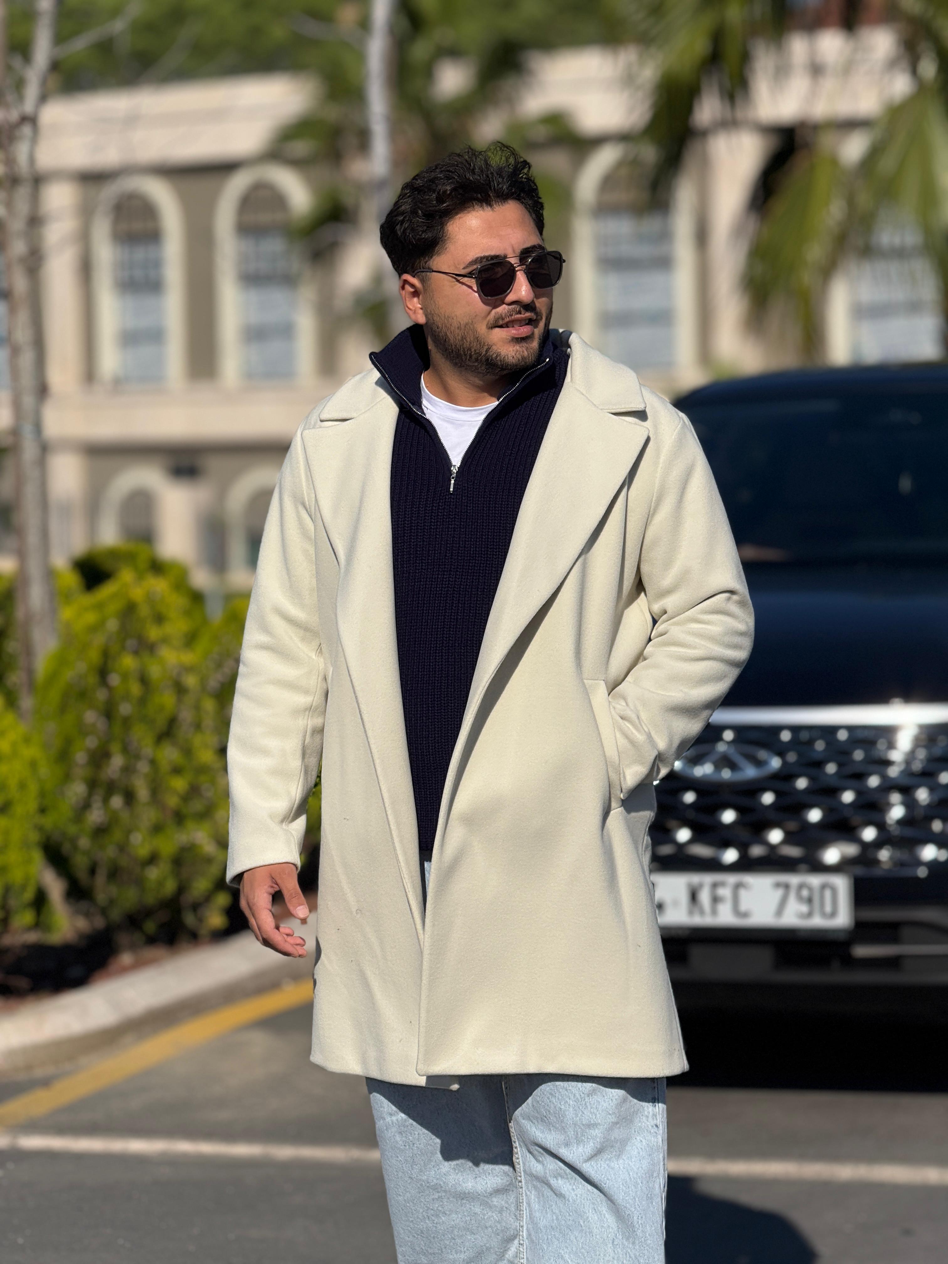 Oversize Kaşe Kaban - Ekru