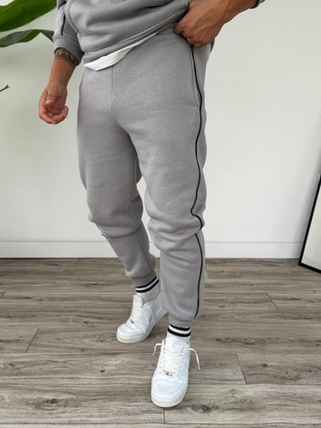 Kapüşonlu Kanguru Cepli Biyeli Alt Üst Takım - Gri