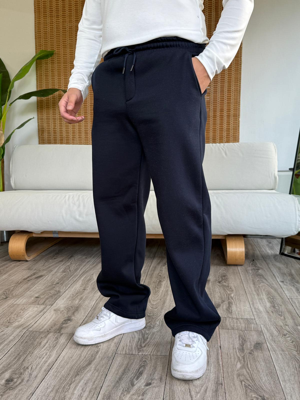 Üç İplik Şardonlu Baggy Eşofman Alt - Lacivert