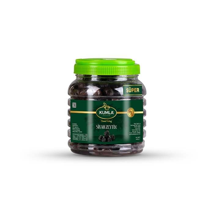 Kumla Zeytincisi Salamura Gemlik Süper Siyah Zeytin 1 Kg - PET