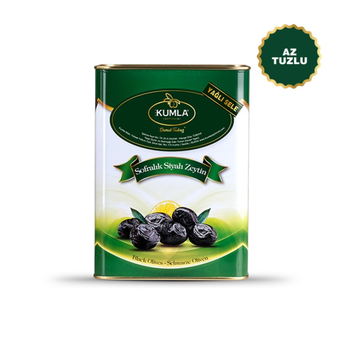 Kumla Zeytincisi  Gemlik Yağlı Sele DOĞAL EV YAPIMI  Siyah Zeytin 3,5 kg - TENEKE