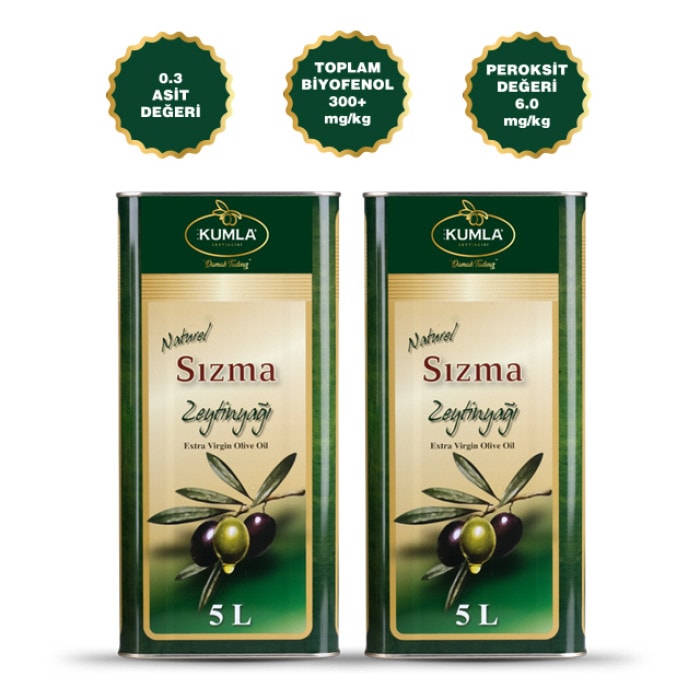 Kumla Zeytincisi Erken Hasat Naturel Sızma Zeytinyağı 2 x 5 Lt - TENEKE - YENİ MAHSÜL