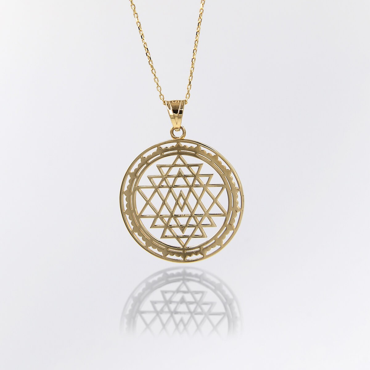 14 Ayar Altın Metatron Sri Yantra Kadın Kolye 4,92 GR