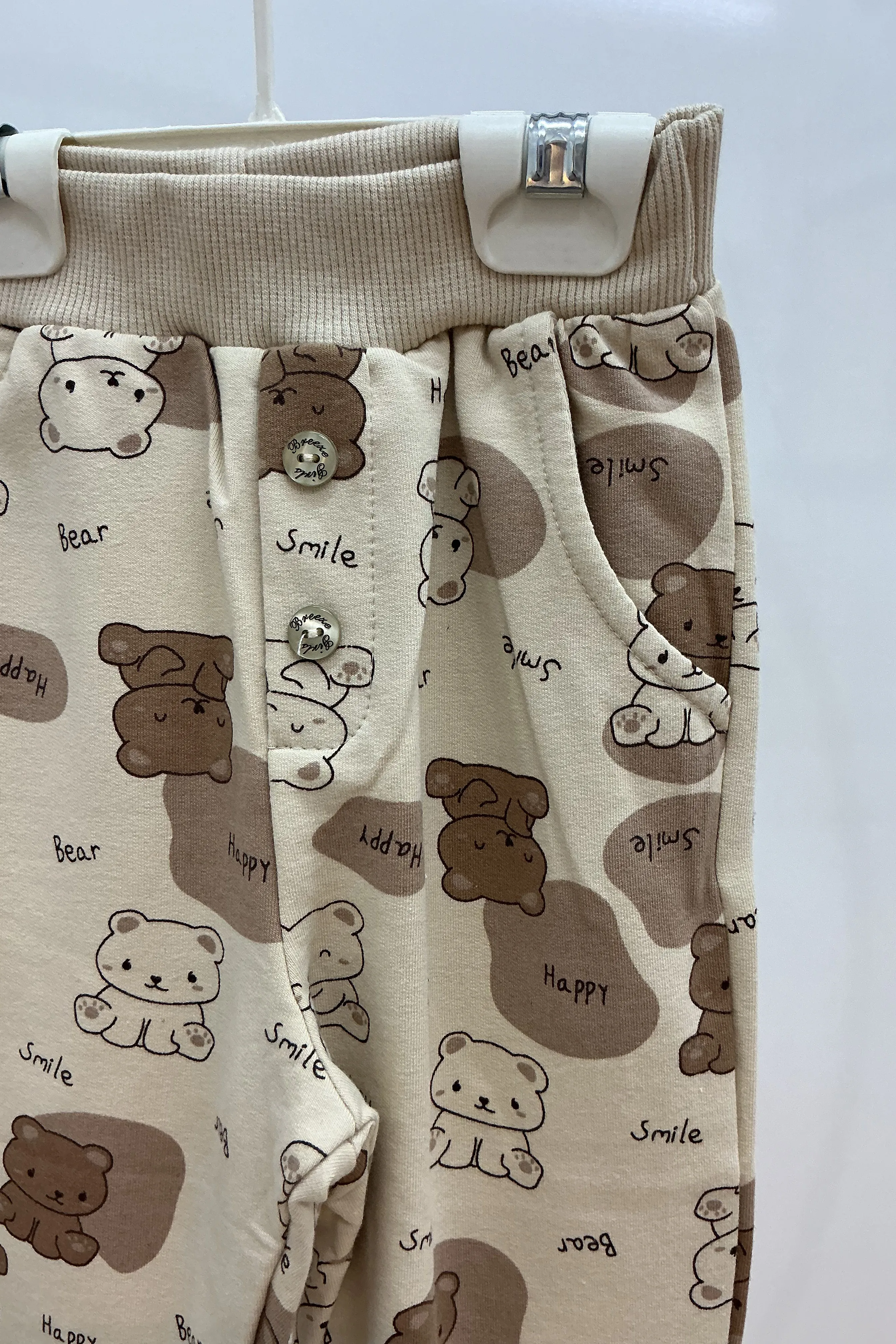 Bisiklet Yaka Kanguru Cep Ayıcık ve Yazı Detaylı Erkek Eşofman Takımı