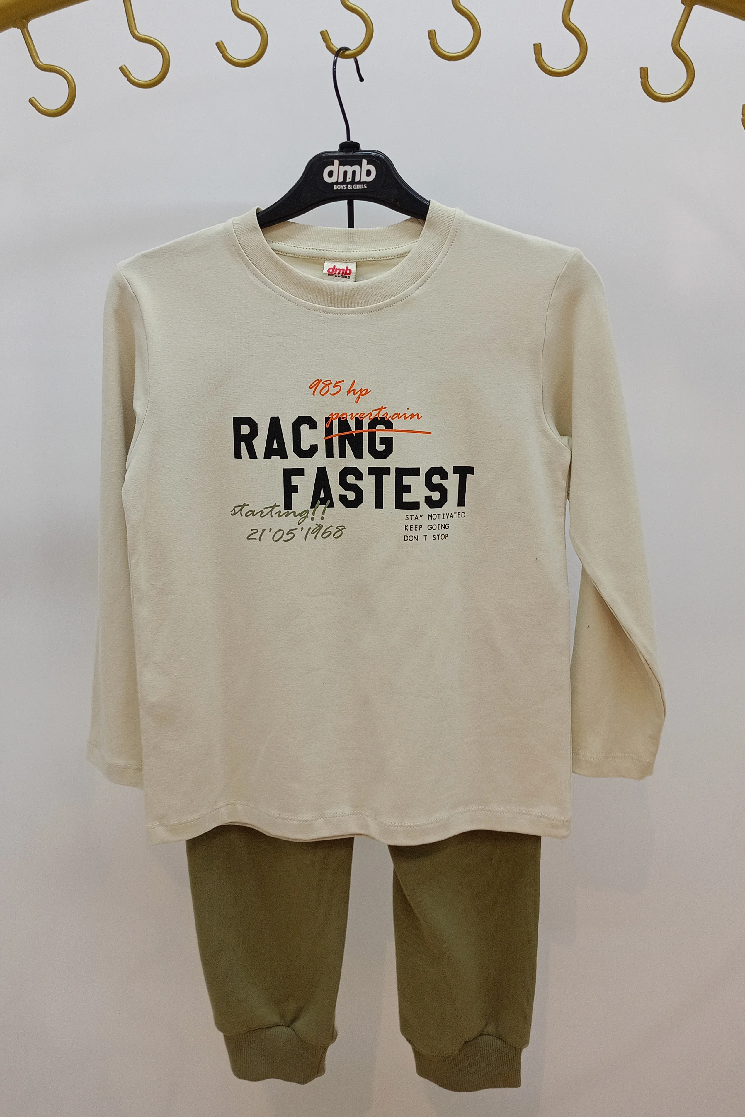 Bisiklet Yaka Önü Yazı Baskılı Erkek Eşofman Takımı 