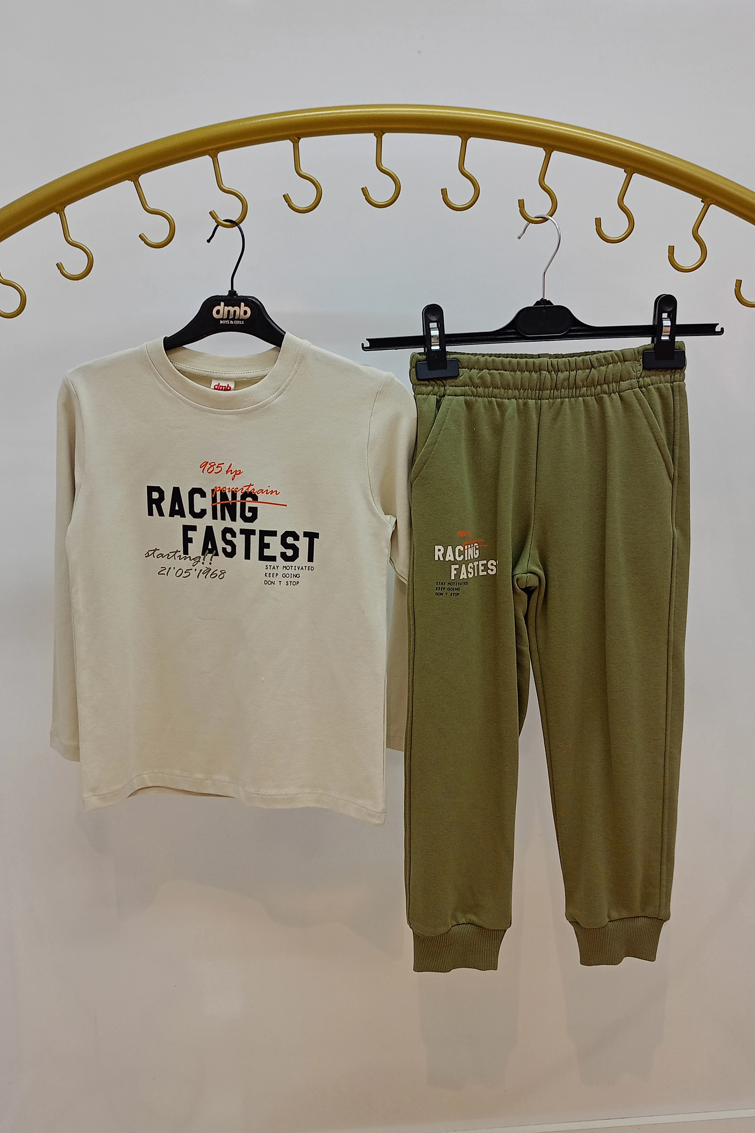 Bisiklet Yaka Önü Yazı Baskılı Erkek Eşofman Takımı 