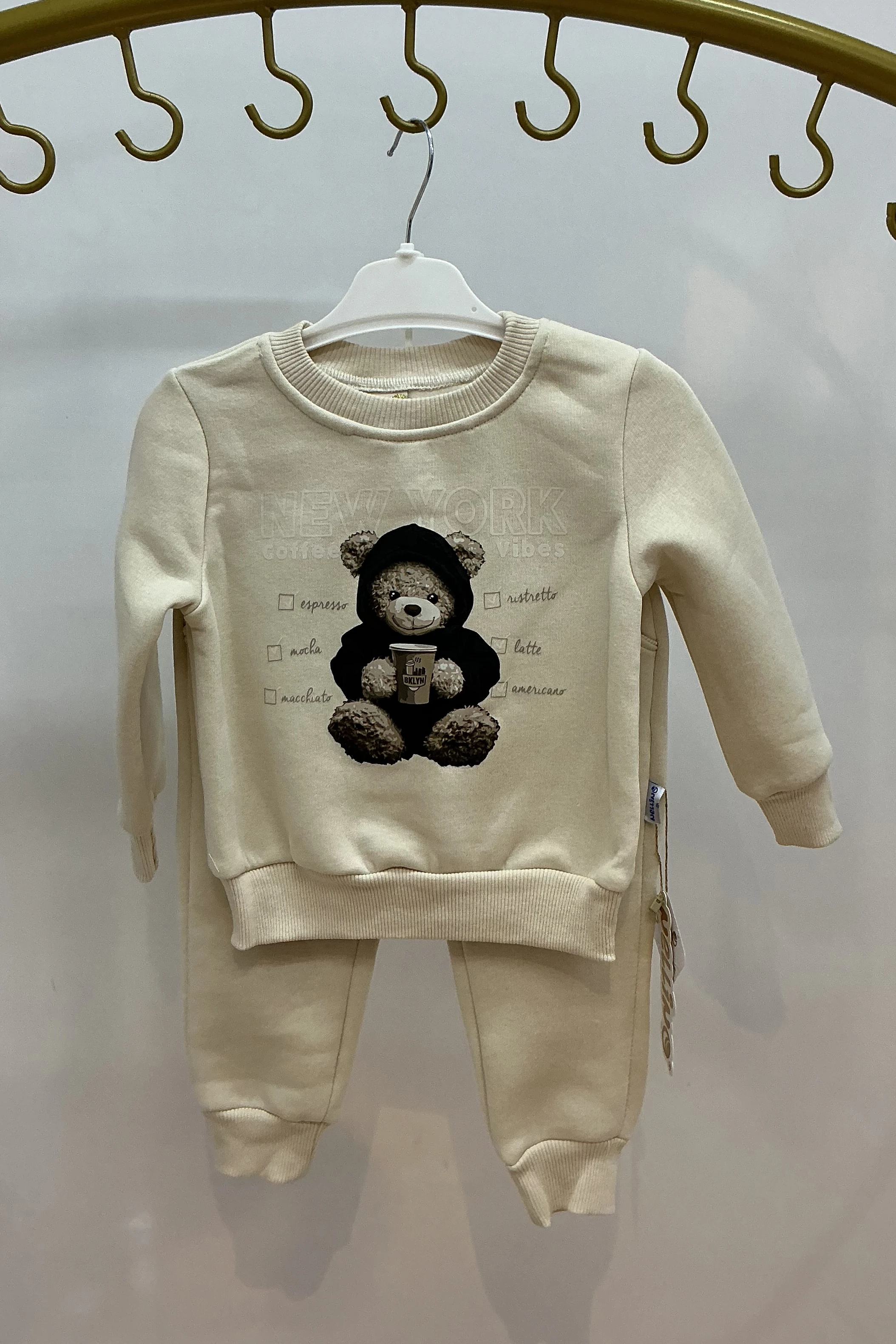 Şişme Yelekli Sweati Ayıcık Desenli Erkek Takım