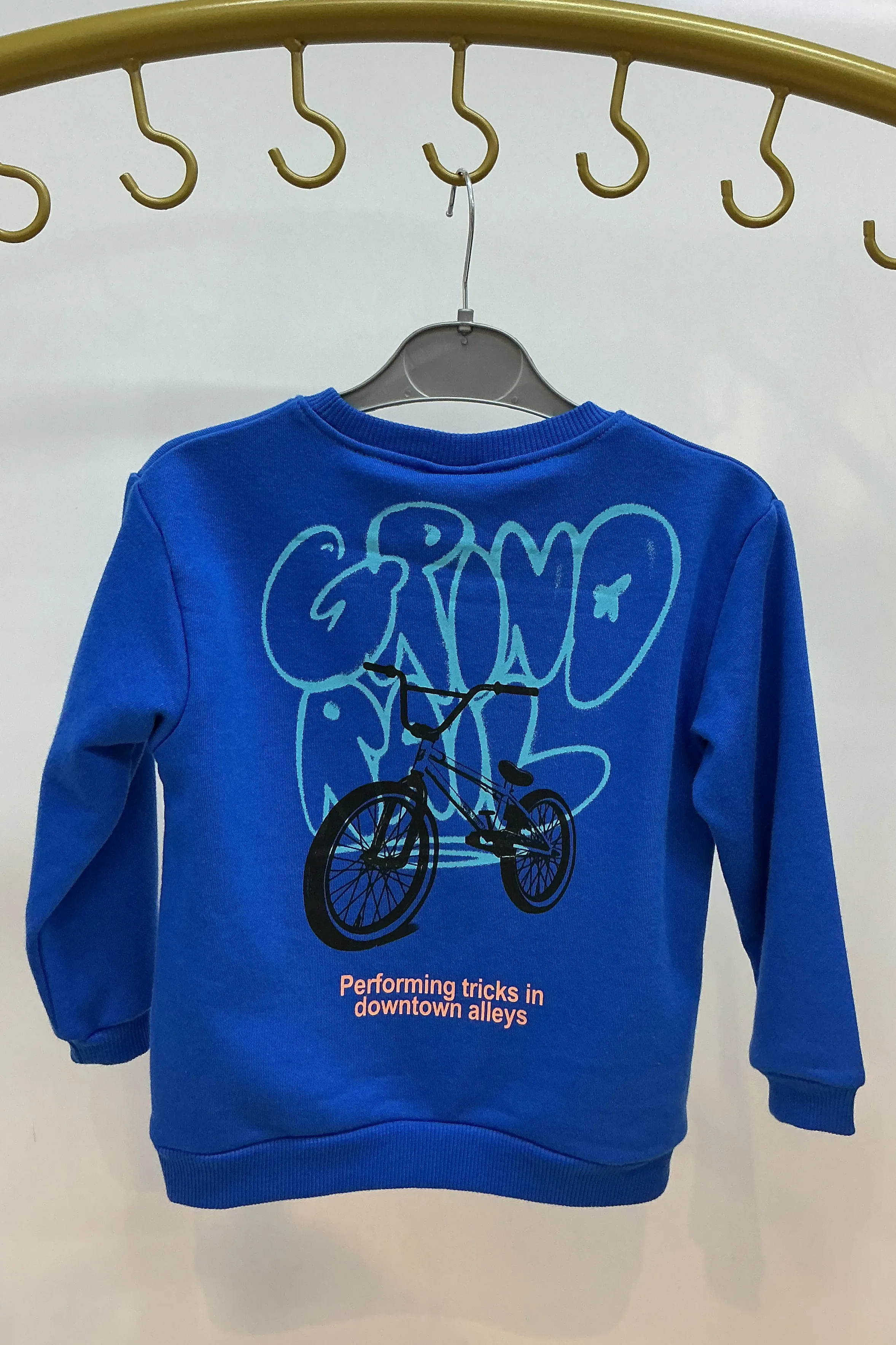 Bisiklet Yaka Önü ve Arkası Baskılı Erkek Eşofman Takımı