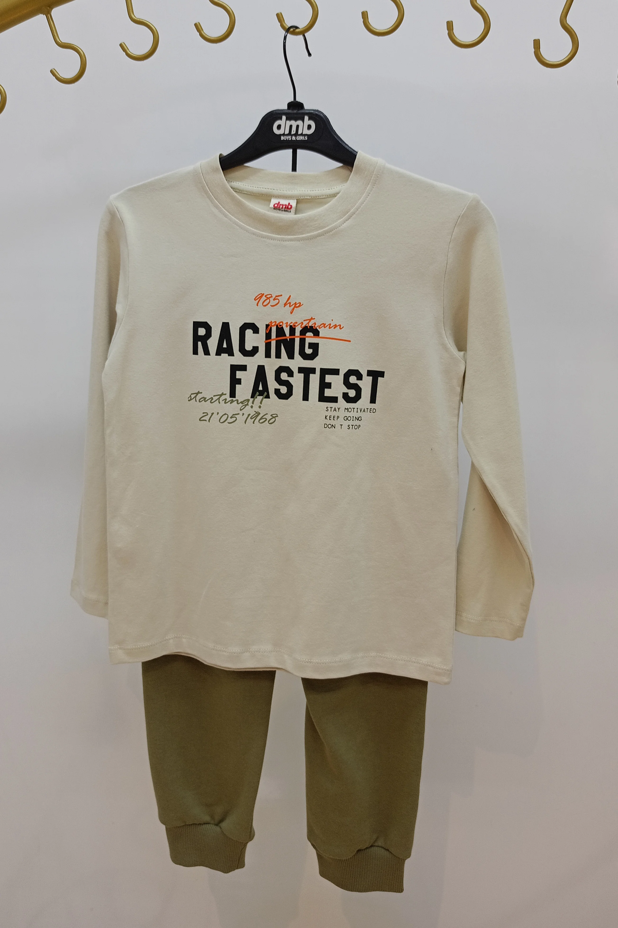 Bisiklet Yaka Önü Yazı Baskılı Erkek Eşofman Takımı 