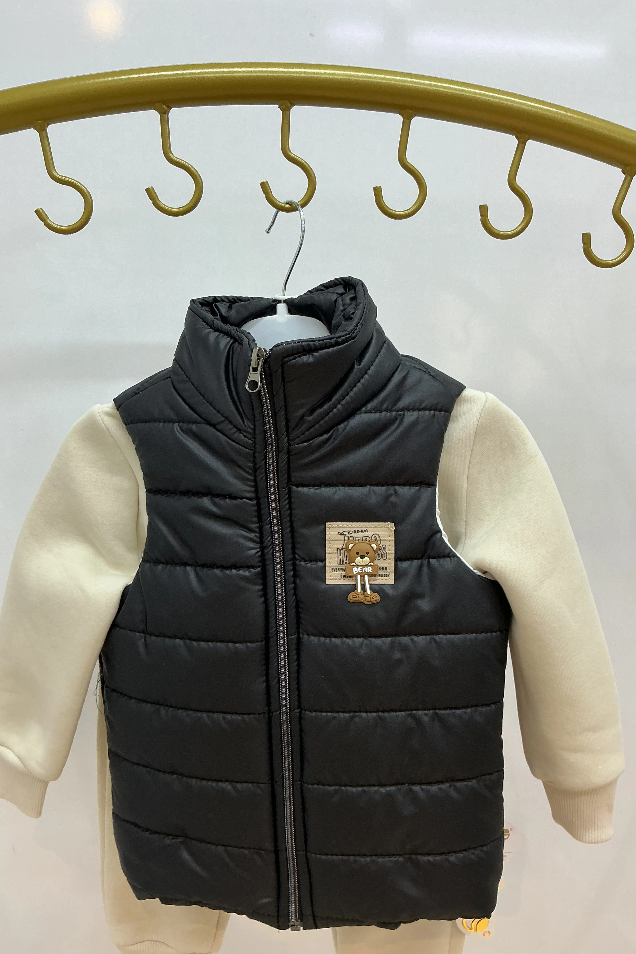 Şişme Yelekli Sweati Ayıcık Desenli Erkek Takım