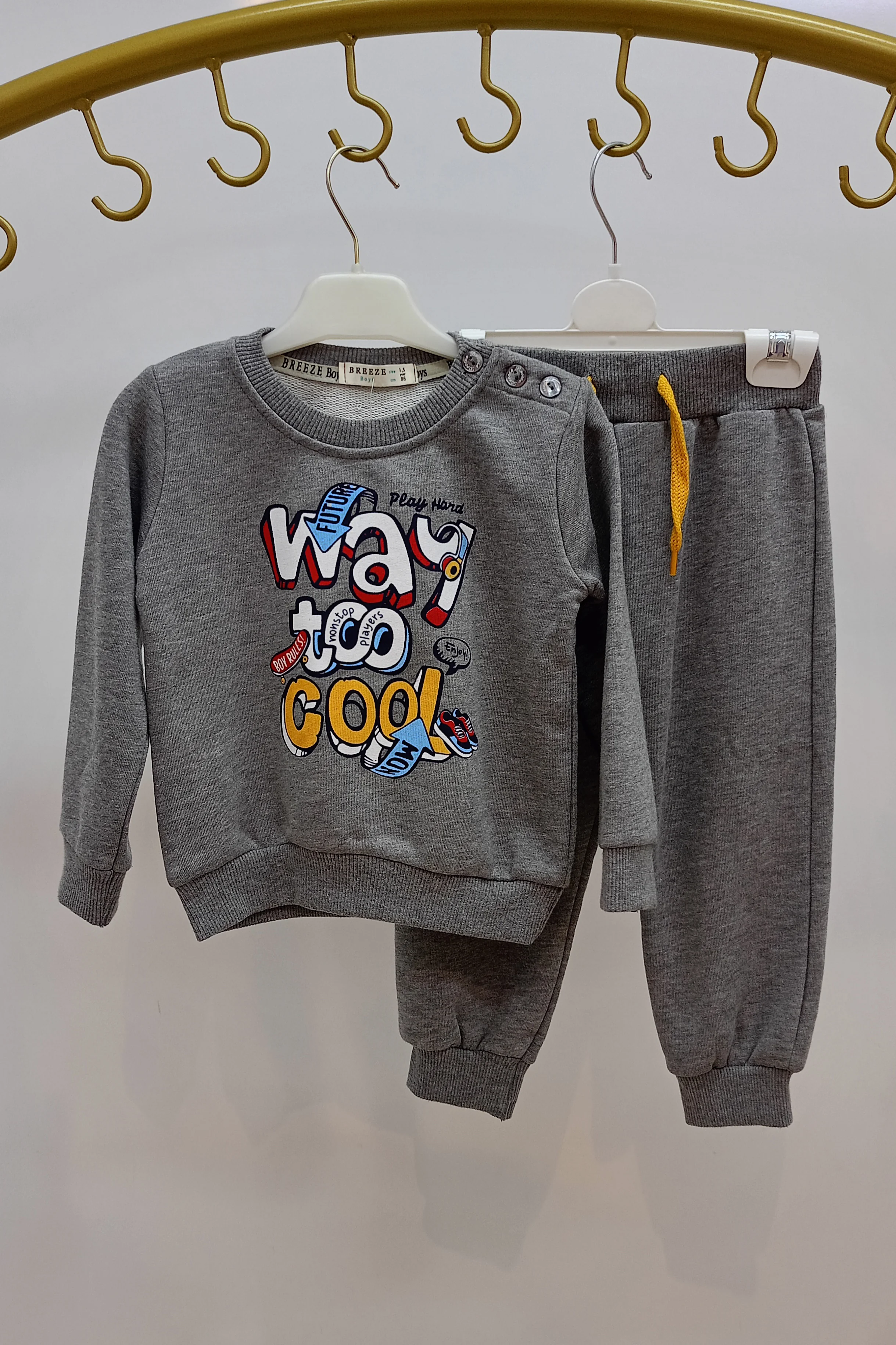 Bisiklet Yaka Önü Yazı Baskılı Erkek Eşofman Takımı