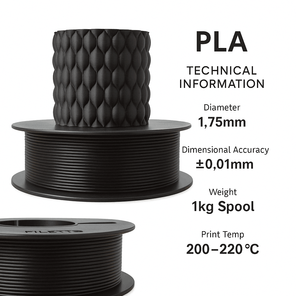 Filetto PLA+ Filament 1.75mm – 3D Yazıcı Filamenti, 1KG Rulo