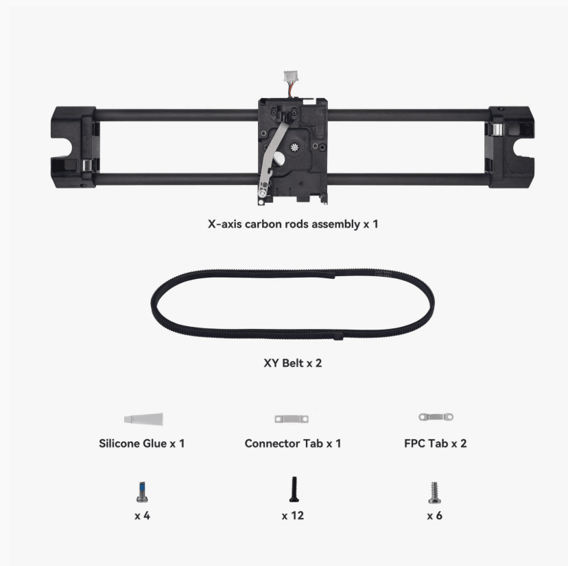 Bambu Lab X-Axis Carbon Rods Assembly P1P, P1S, X1C, X1, X1E uyumlu FAC003 SPP071 
