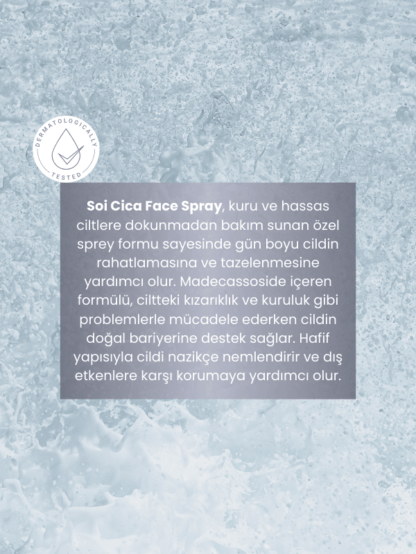Soi Cica Yüz Spreyi – Hassas ve Kuru Ciltler İçin Nemlendirici & Rahatlatıcı Sprey 100 ml