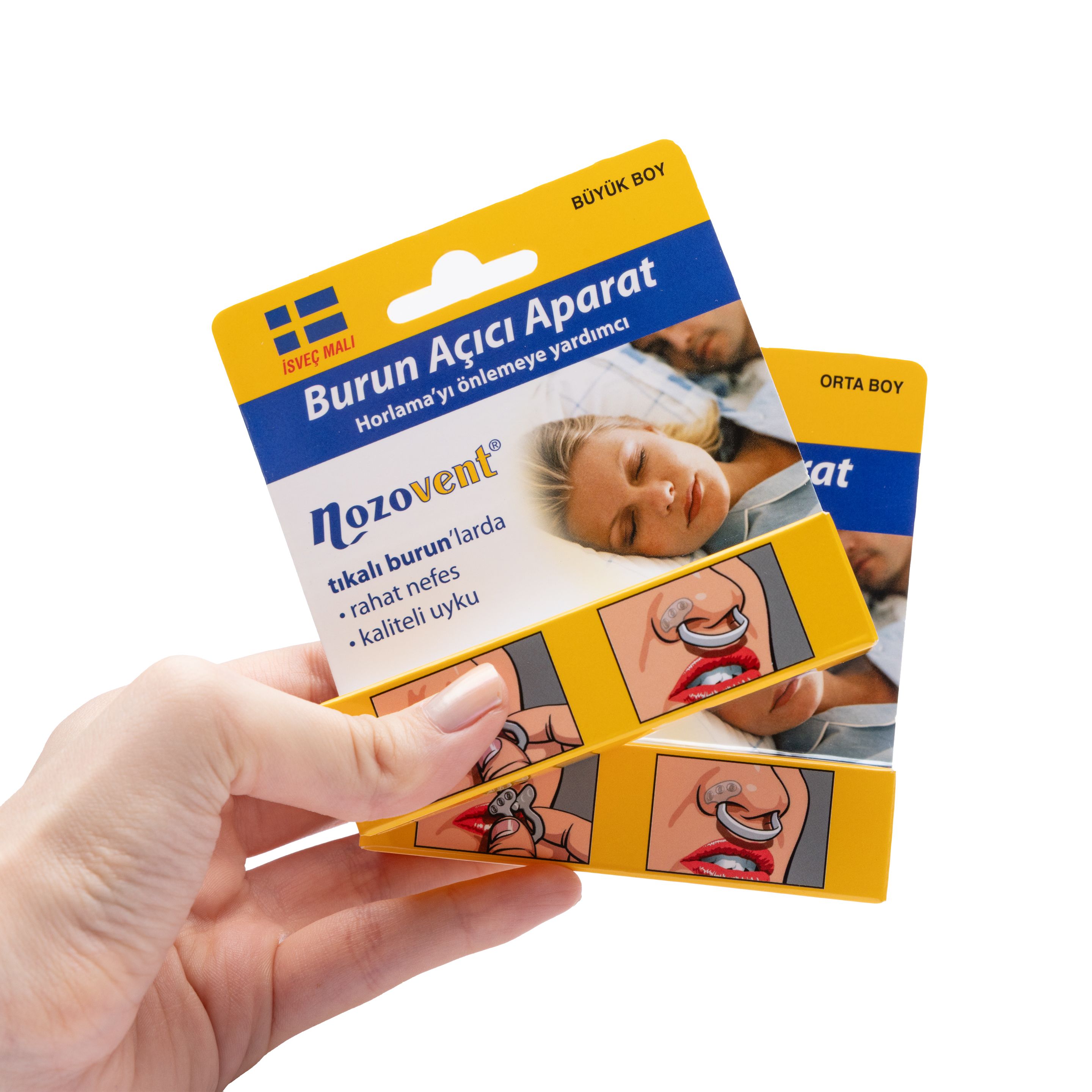 Nozovent Horlama Ve Rahat Nefes İçin İsveç Malı Burun Aparatı 2 Kutu Orta ve Büyük Boy