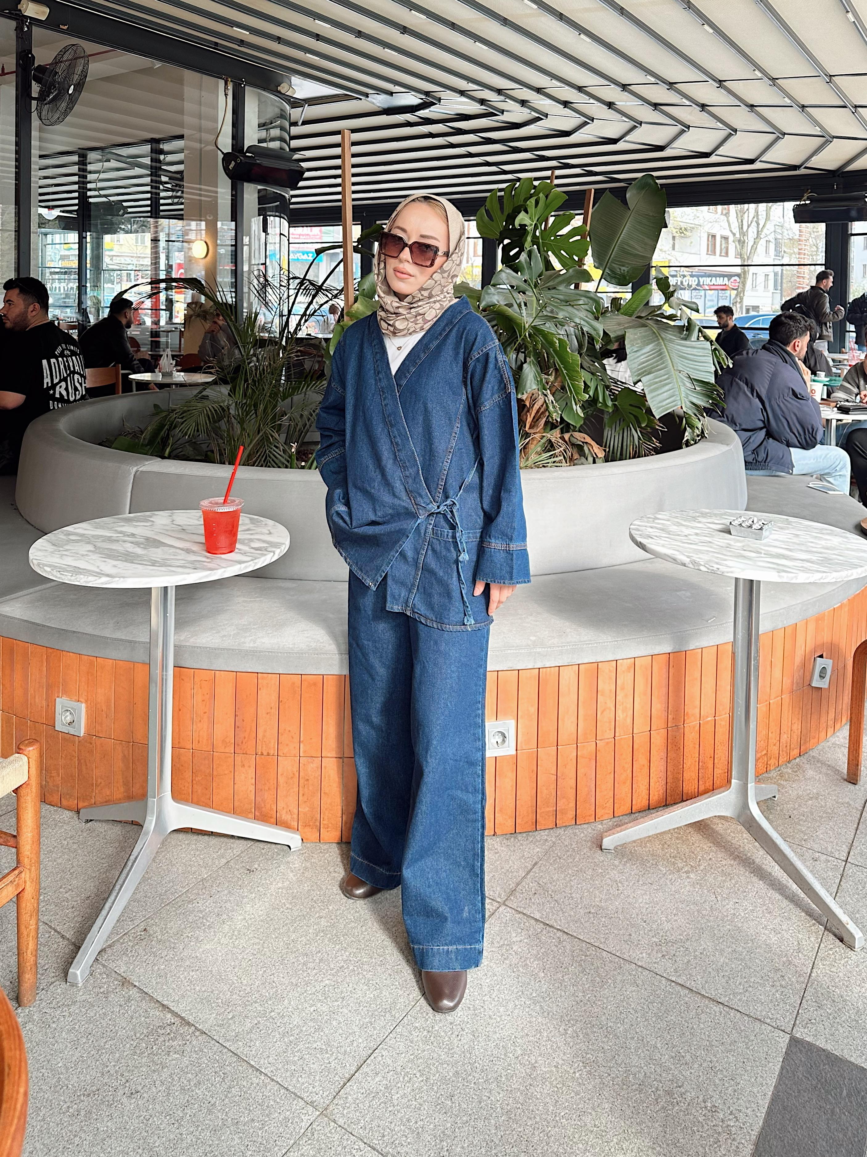 Kimono Kot Takım  - Koyu Mavi