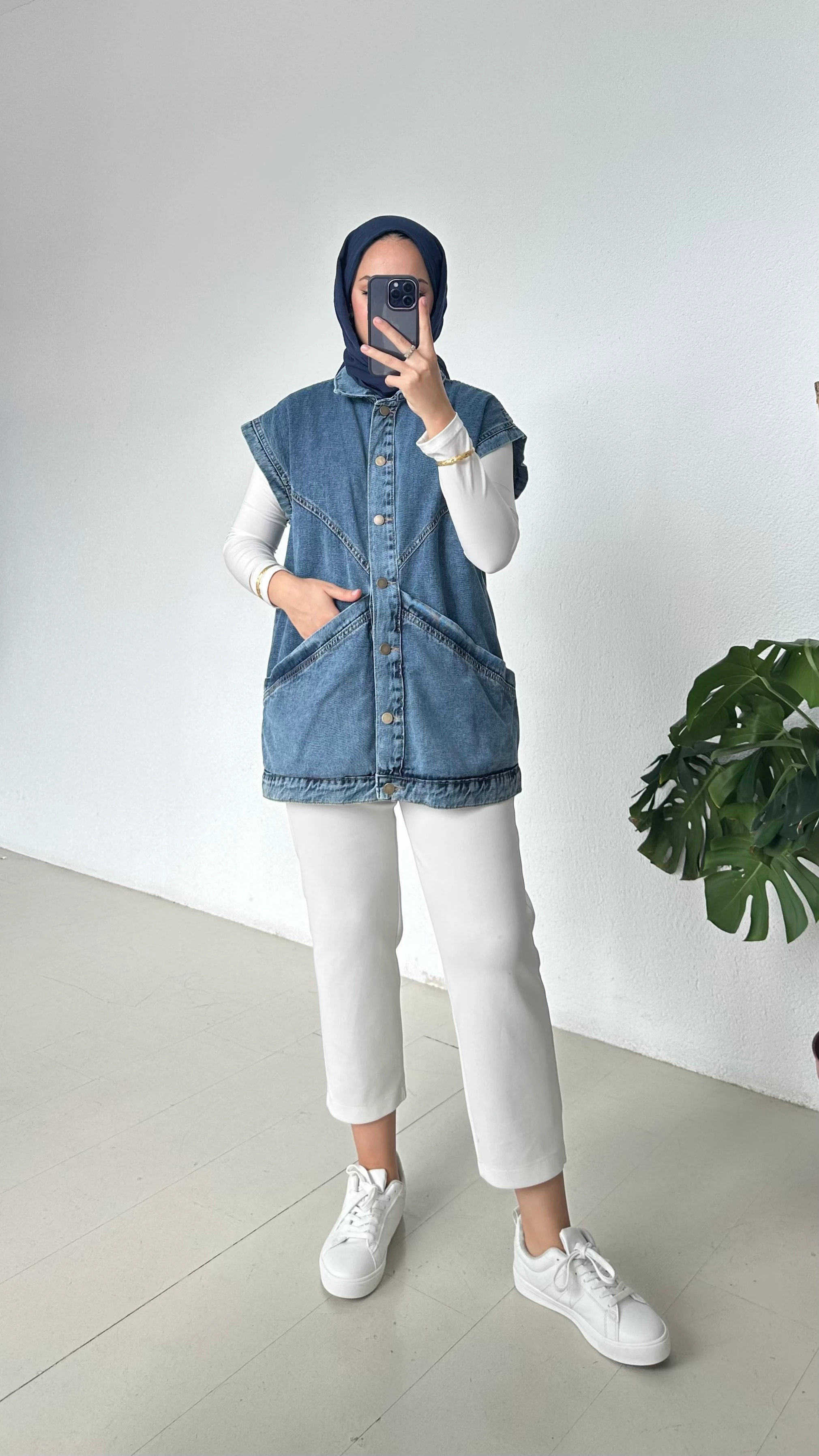 Geniş Cepli Kot Ceket