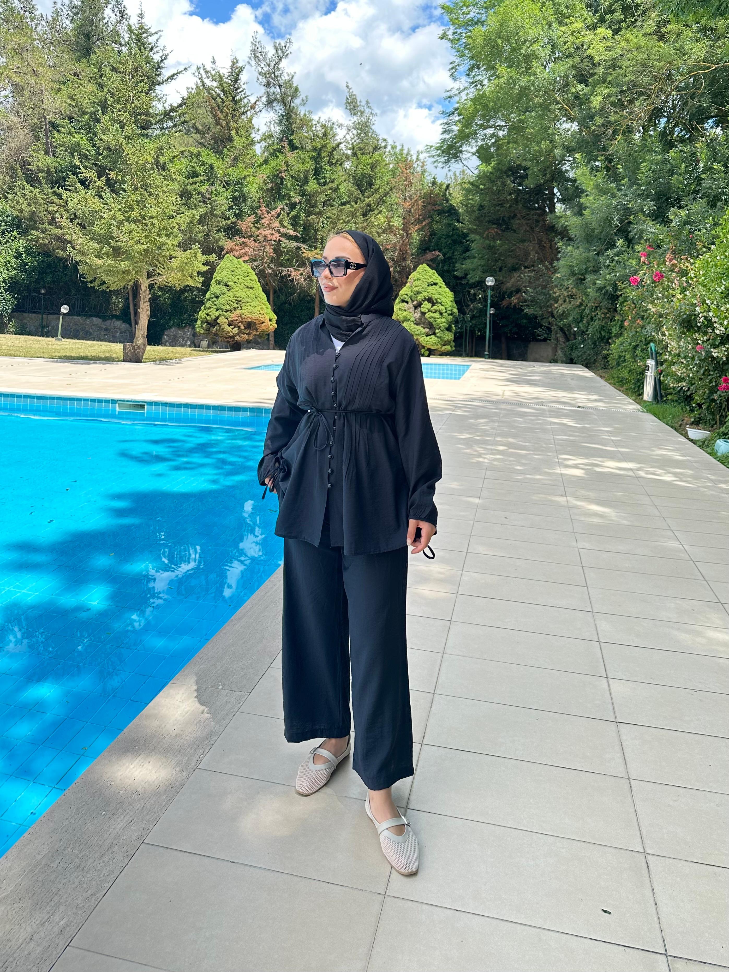 Kemerli Tensel Takım - Siyah