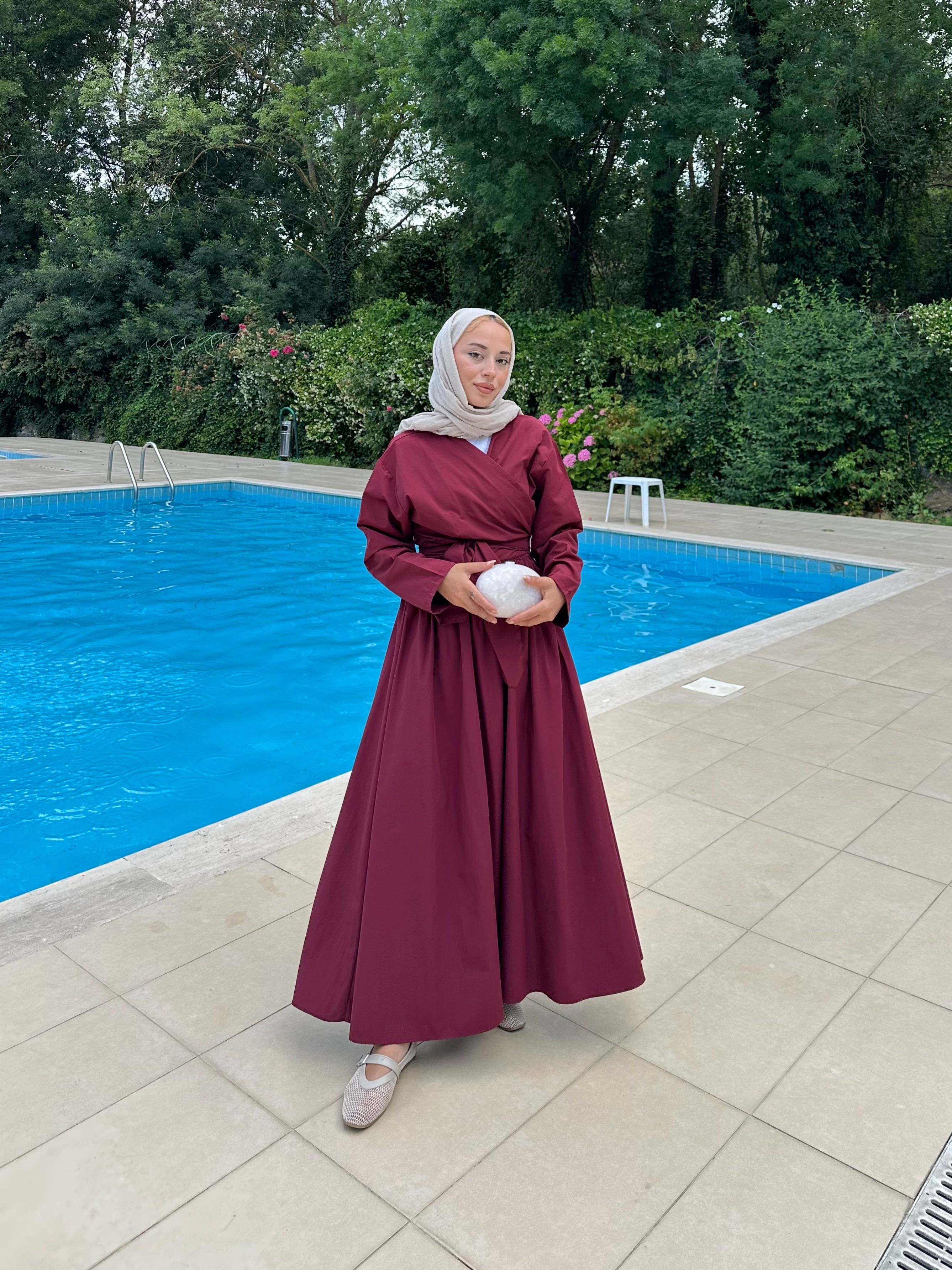 Poplin Etekli Takım - bordo