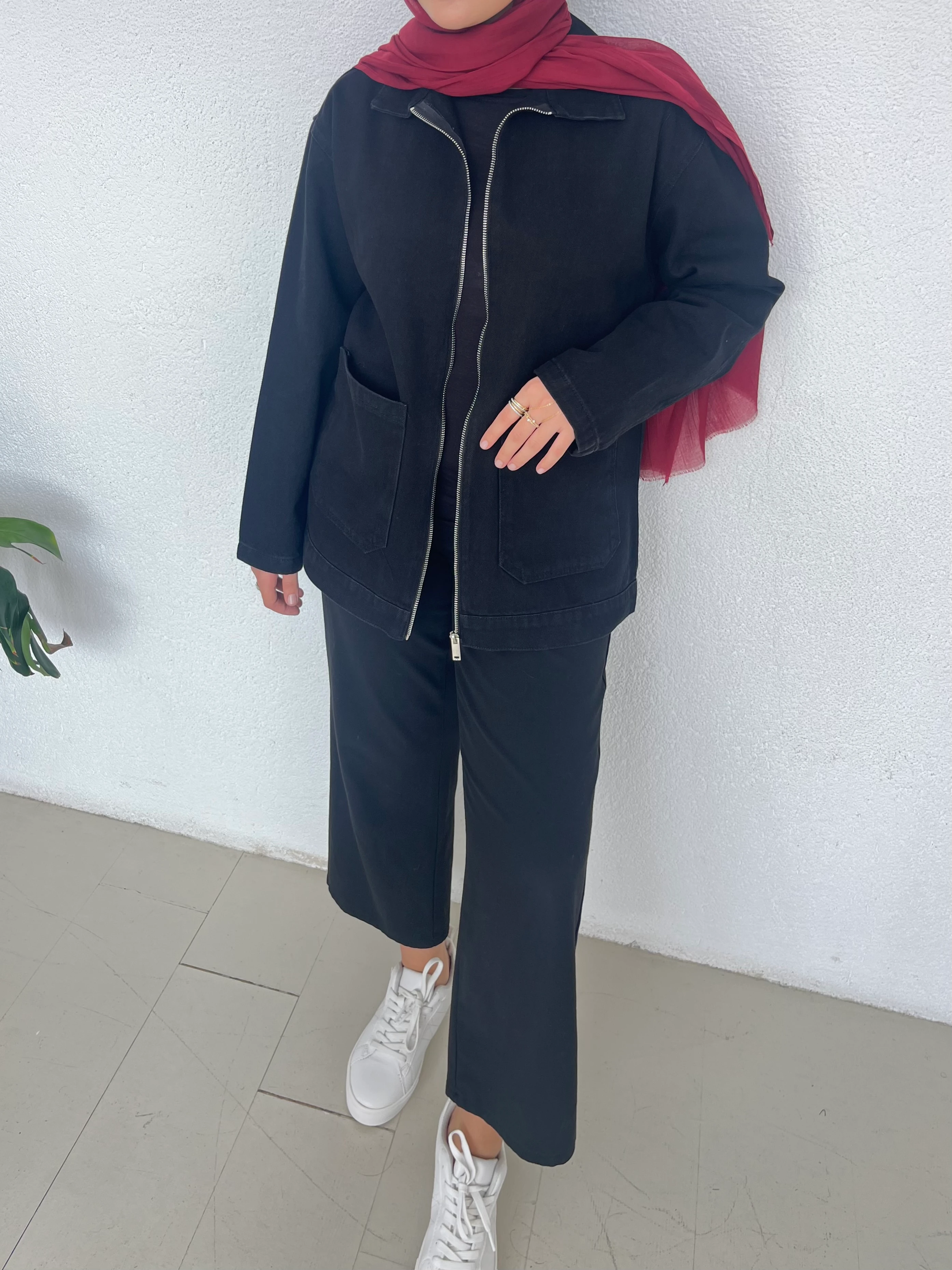 Fermuarlı Kot Ceket