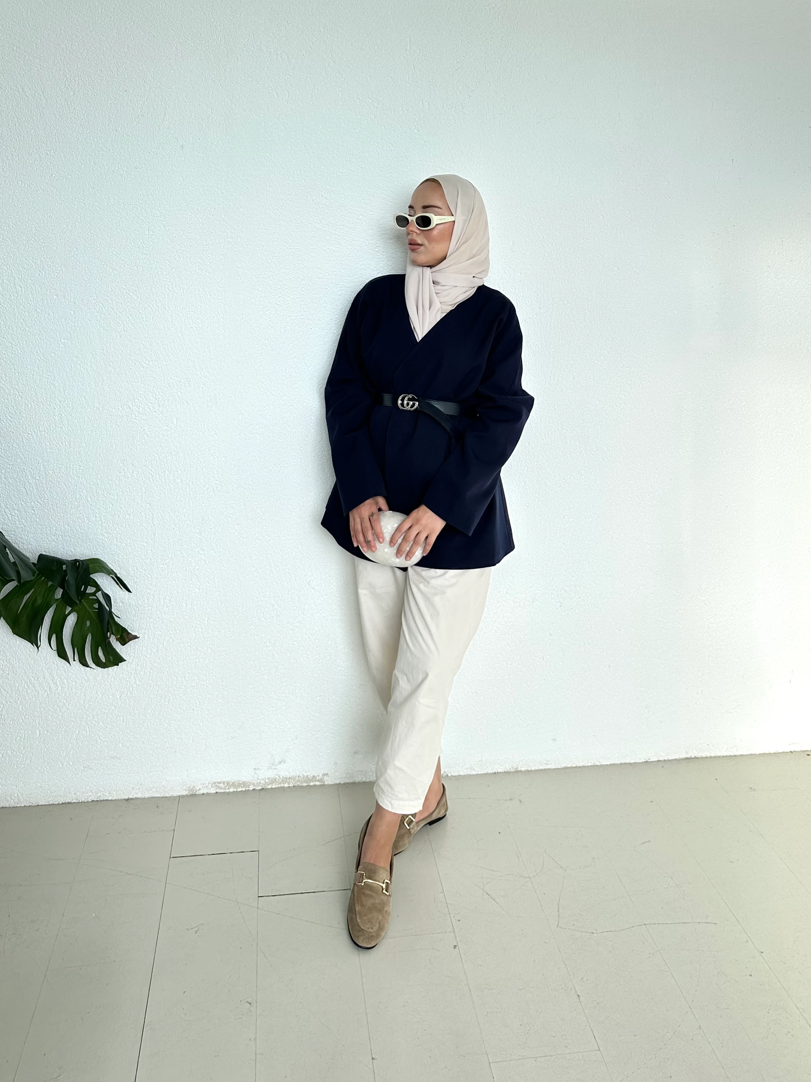 Kemerli Kimono - Lacivert