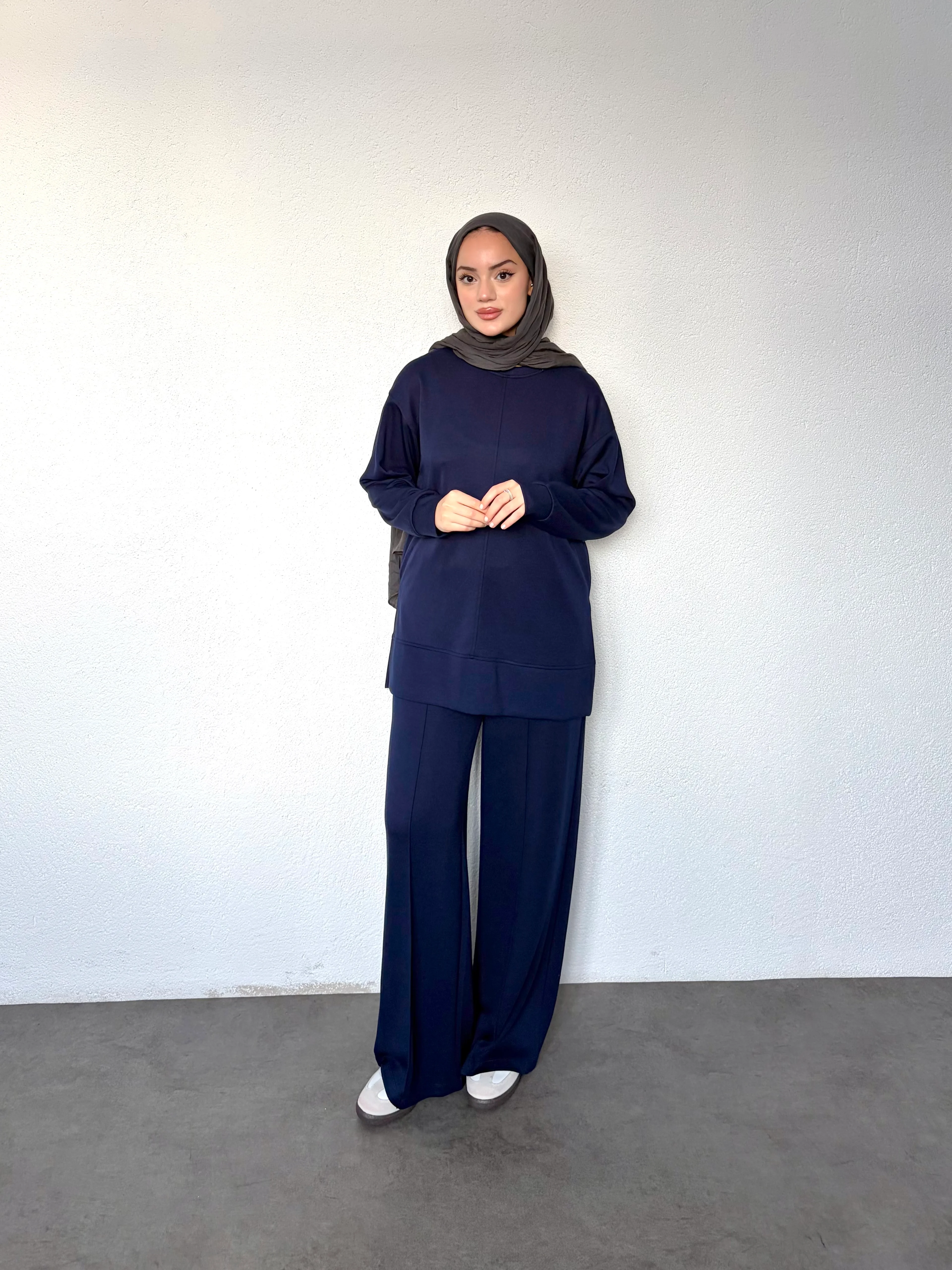 Şerit Geçişli Modal Takım - Lacivert