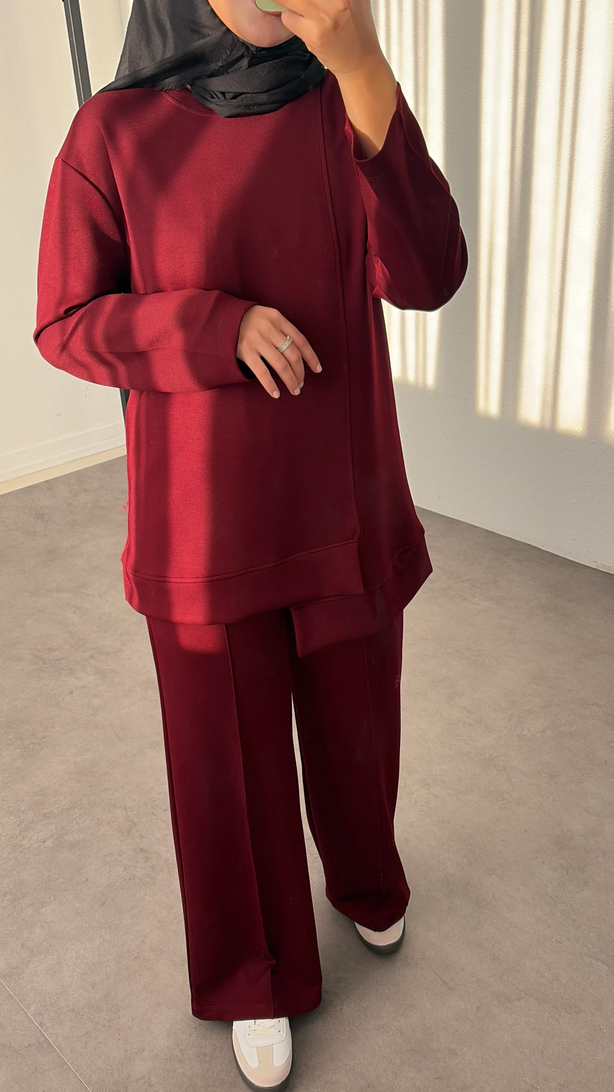 Asimetrik Kesim Modal Takım - bordo