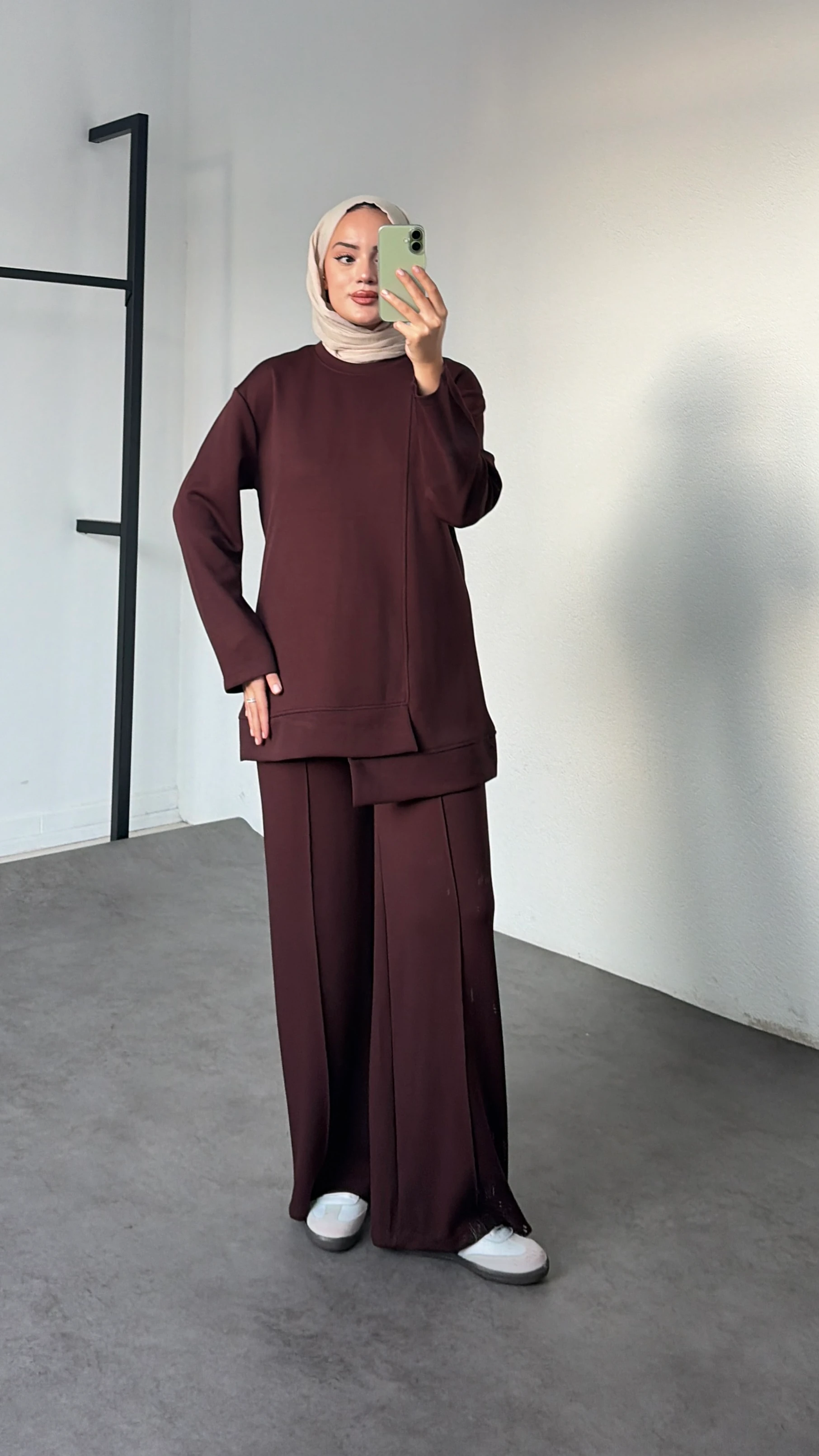 Asimetrik Kesim Modal Takım - Kahve