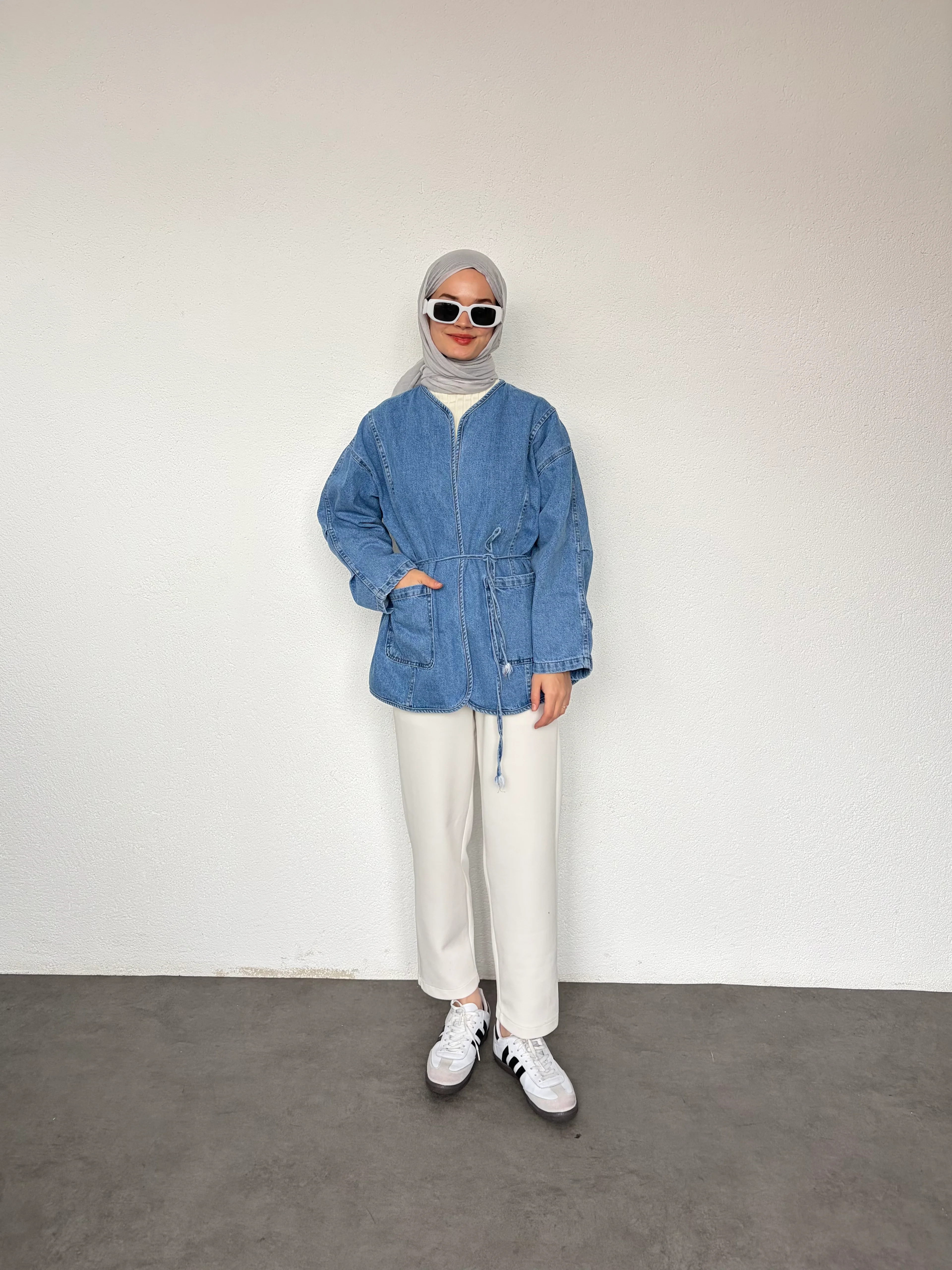 Kimono Kot Ceket - mavi