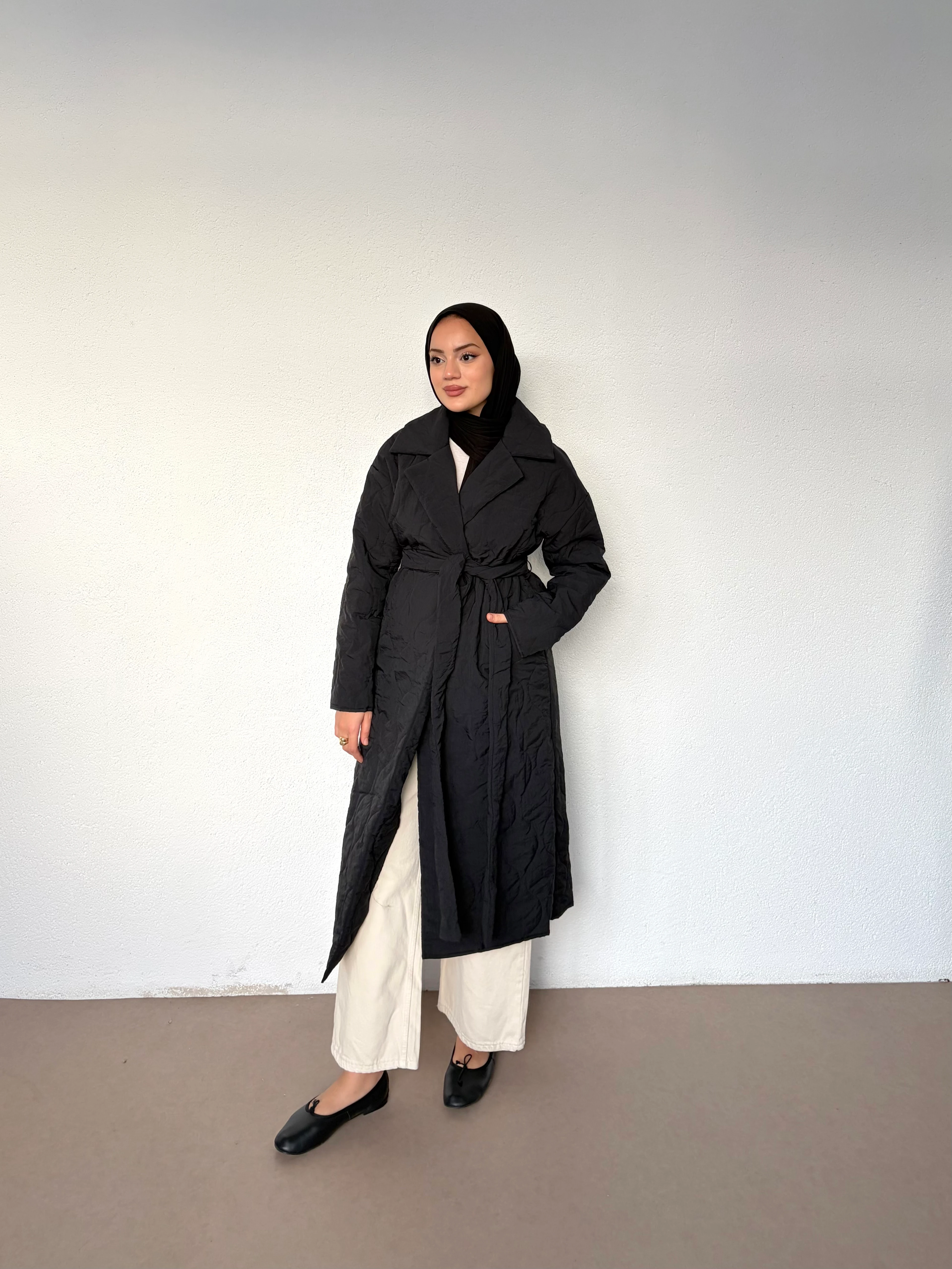 Kapitone Mont - Siyah