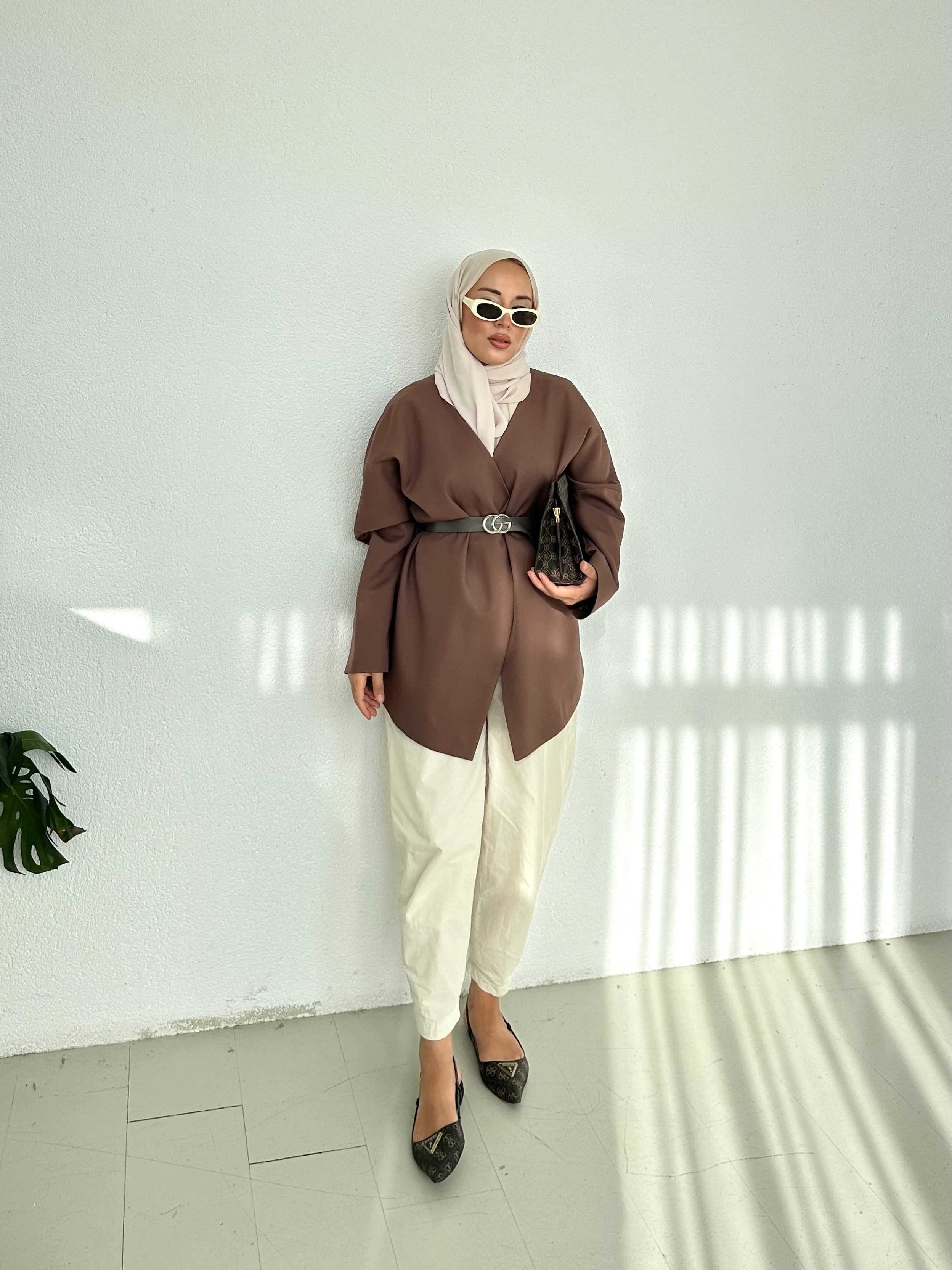 Kemerli Kimono - Kahve