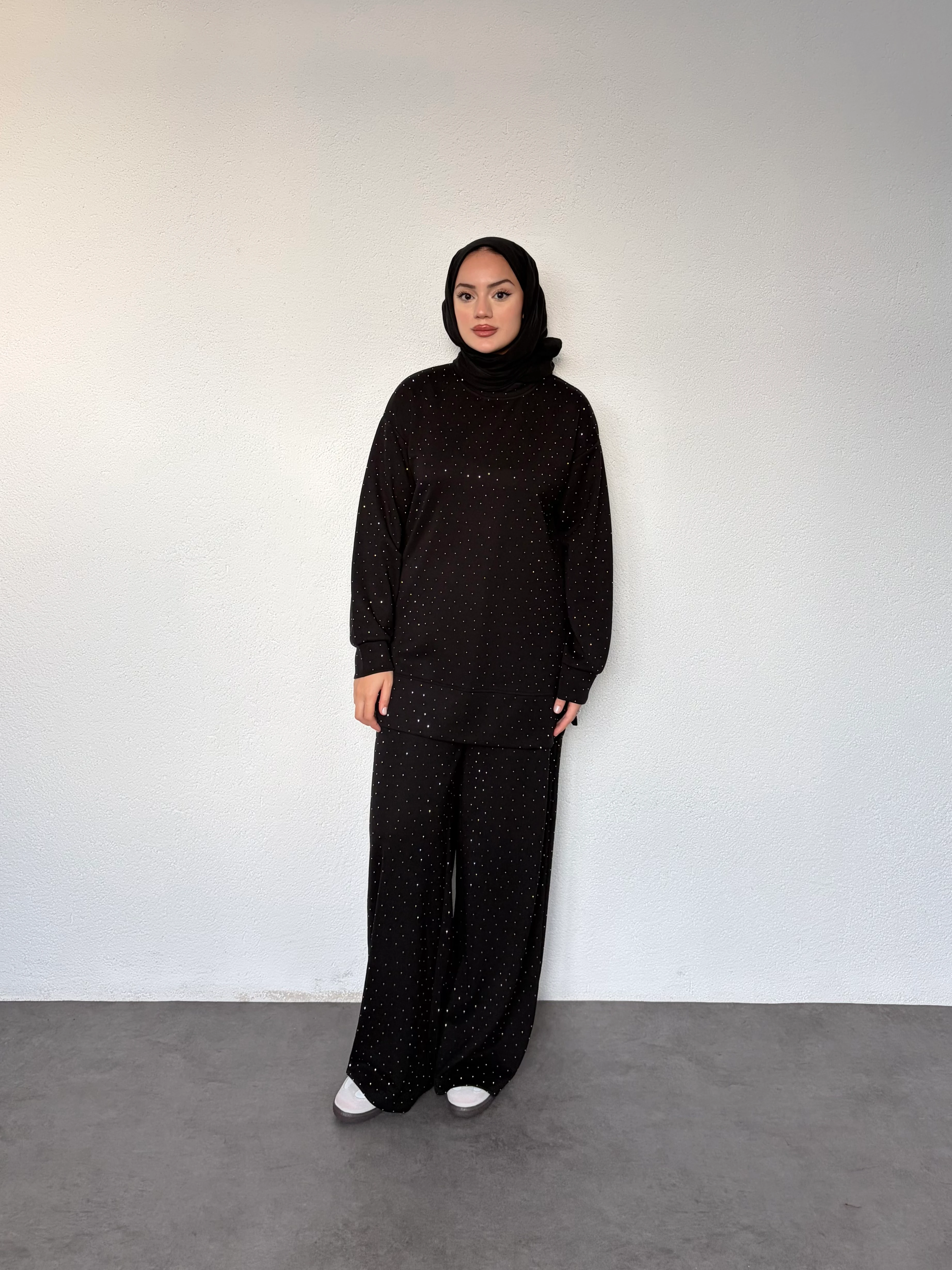 Taşlı Modal Takım - Siyah