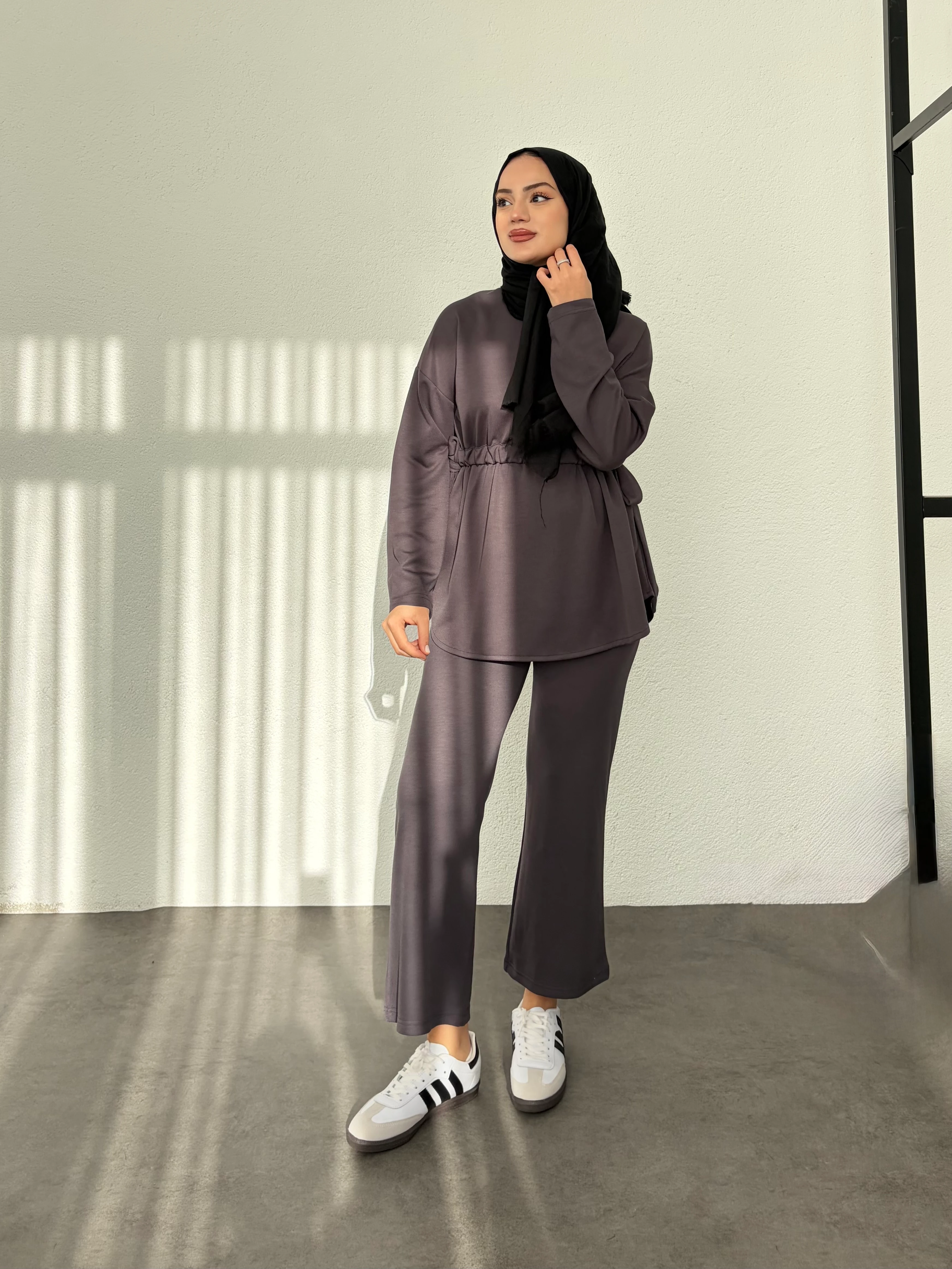 Yandan Bağlamalı Modal Takım - Gri