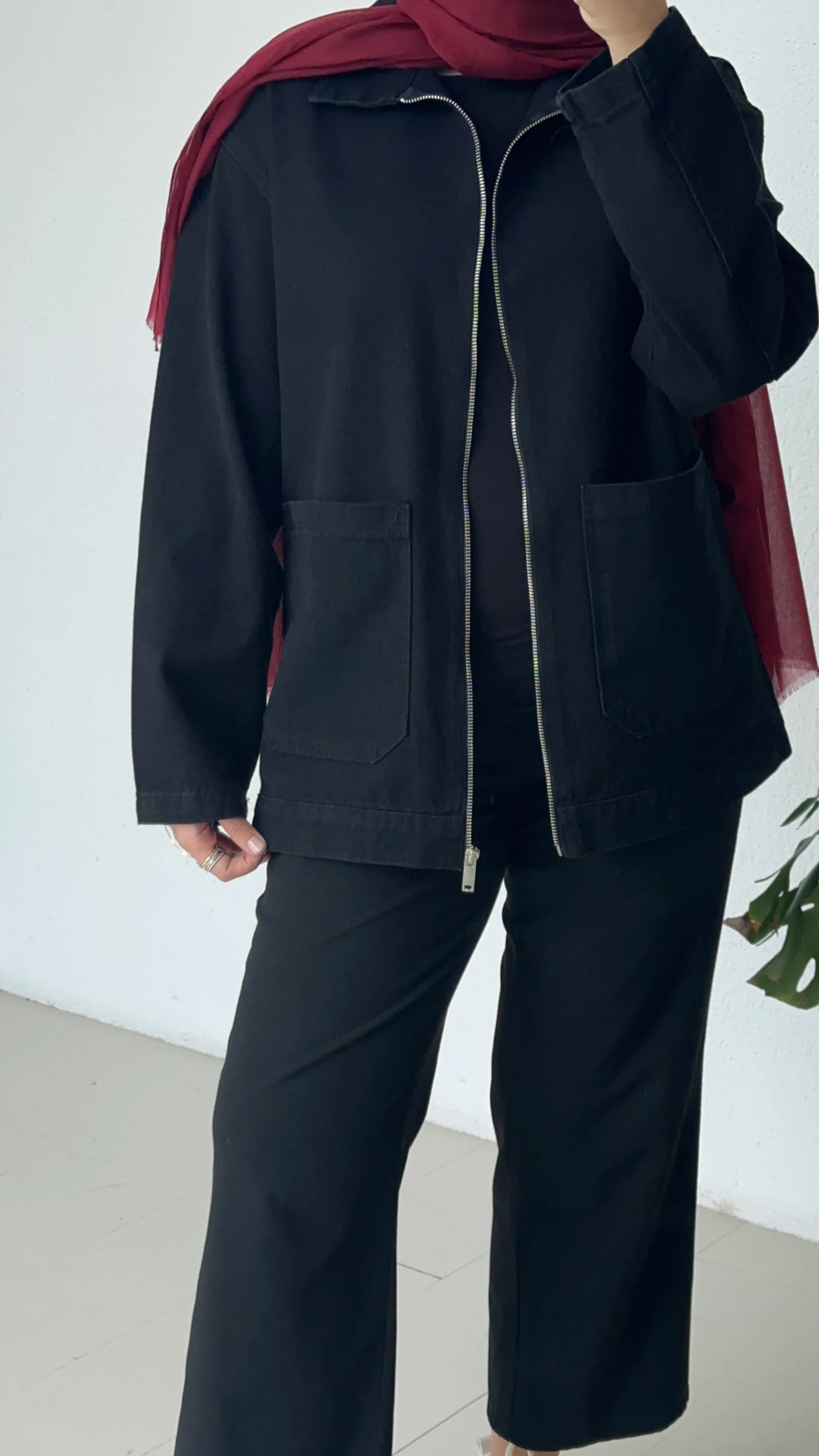 Fermuarlı Kot Ceket